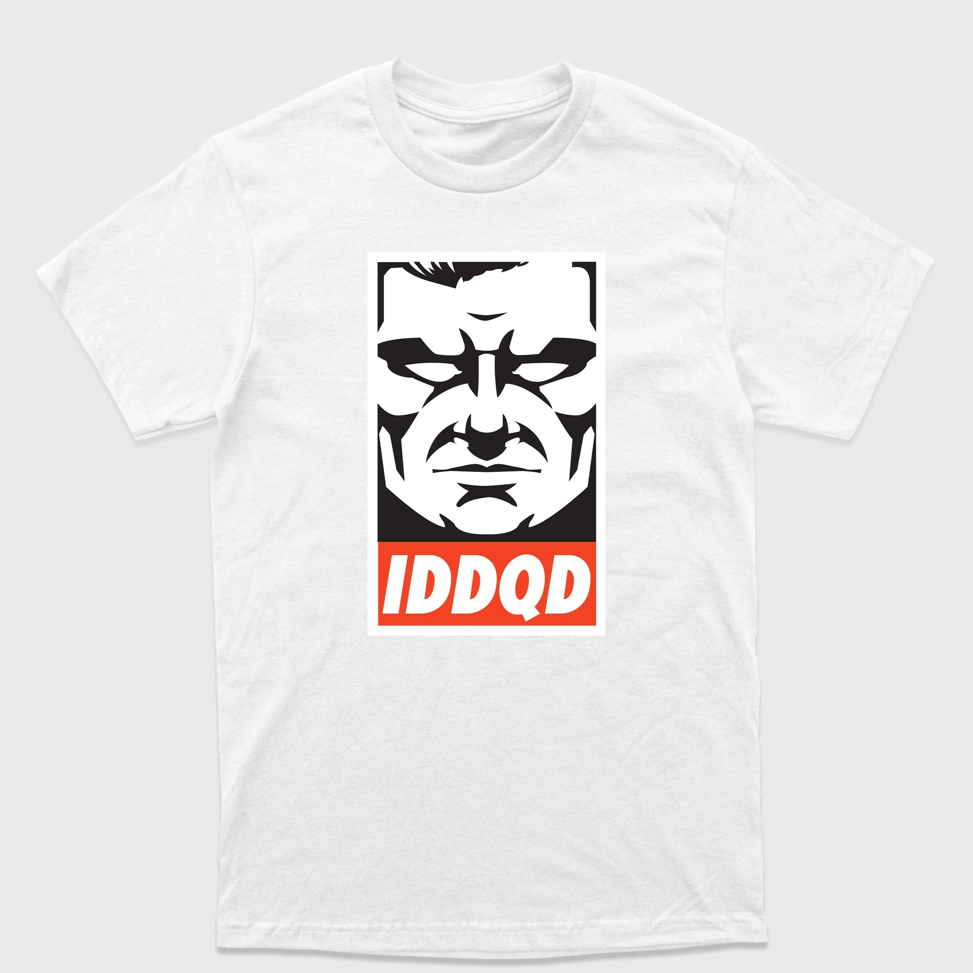 Camiseta Básica Doom Iddqd Face-BRANCO