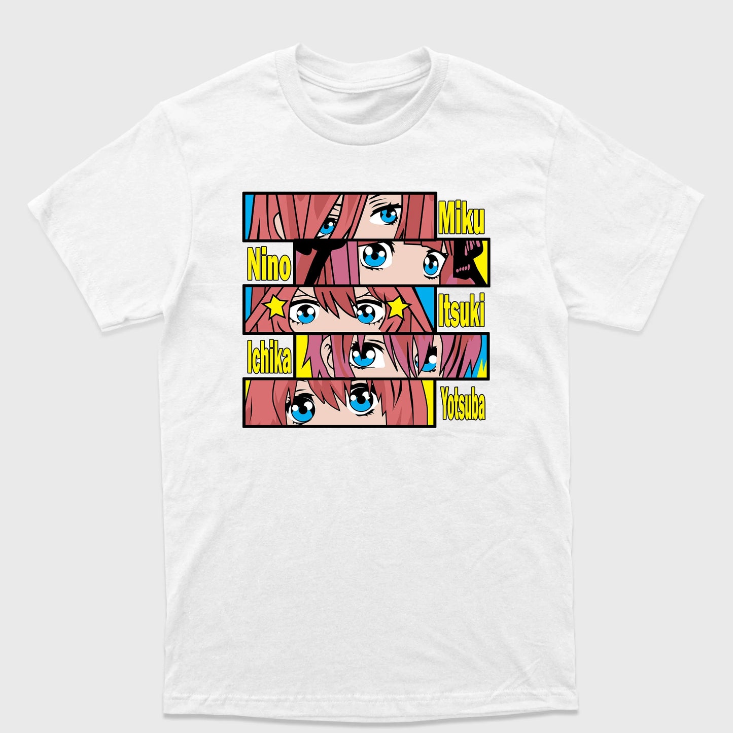 Camiseta Básica Eyes Five Sisters The Quintessential Quintuplets (Branca)