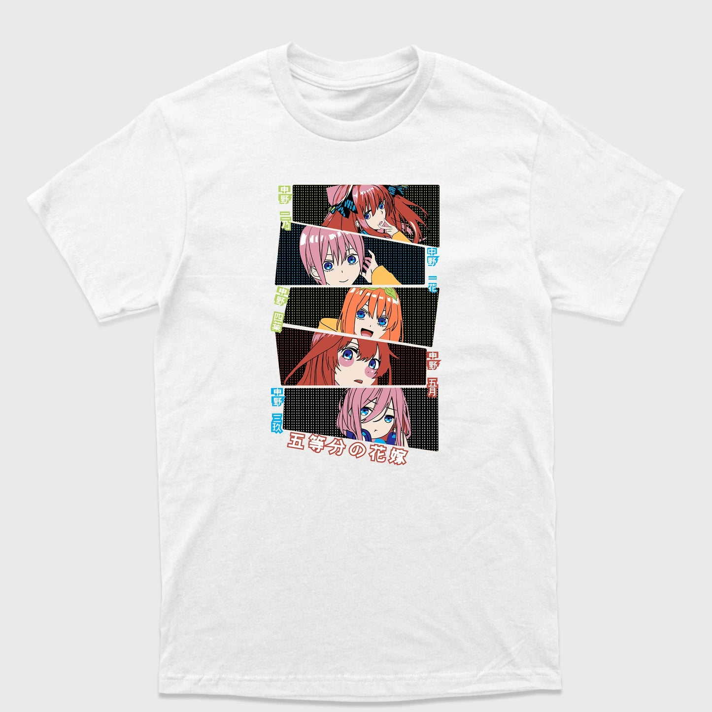 Camiseta Básica Faces Five Sisters The Quintessential Quintuplets (Branca)