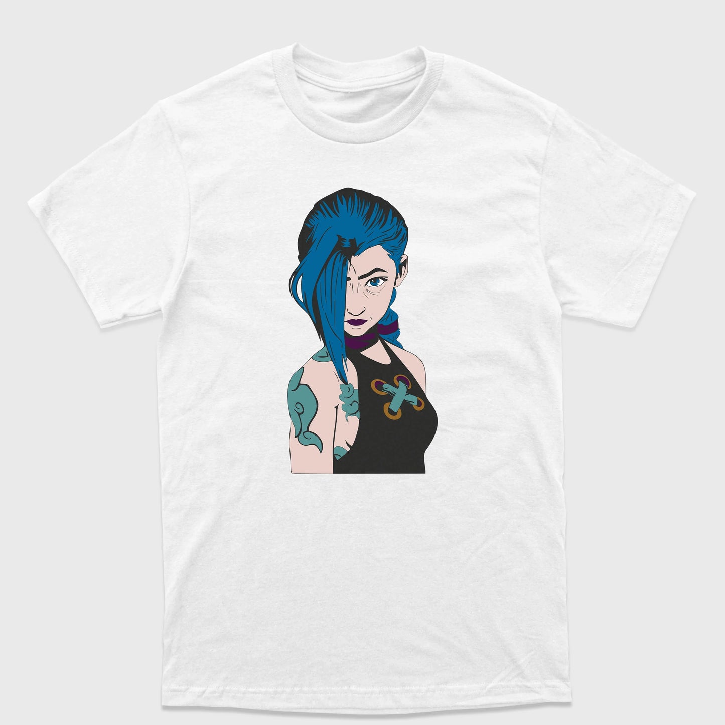 Camiseta Básica Unissex Jinx Arcane League of Legends Branco