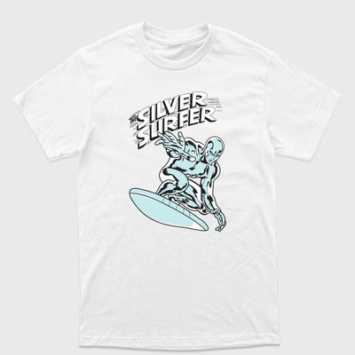 Camiseta Básica Surfista Prateado Quarteto Fantástico Branco