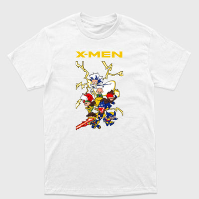 Camiseta Básica X-men Chibi Personagens Branco