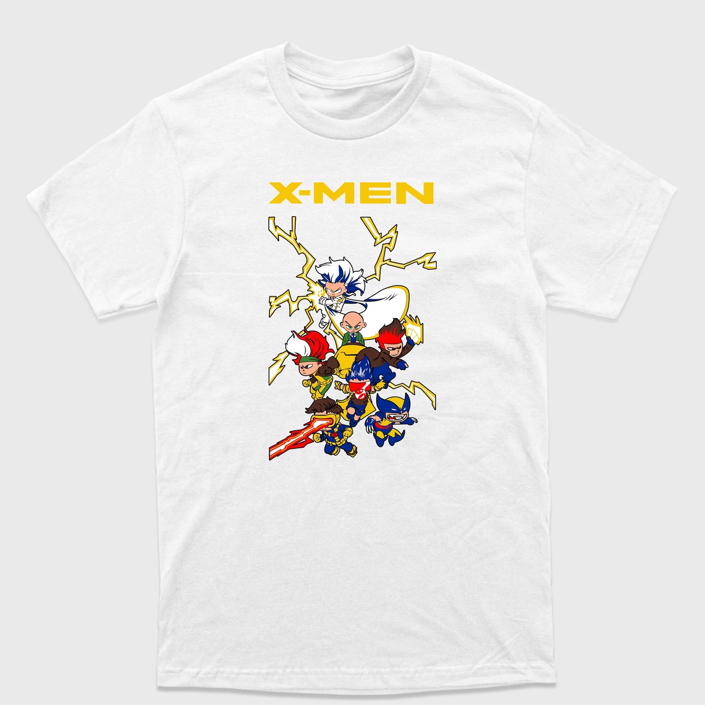 Camiseta Básica X-men Chibi Personagens Branco