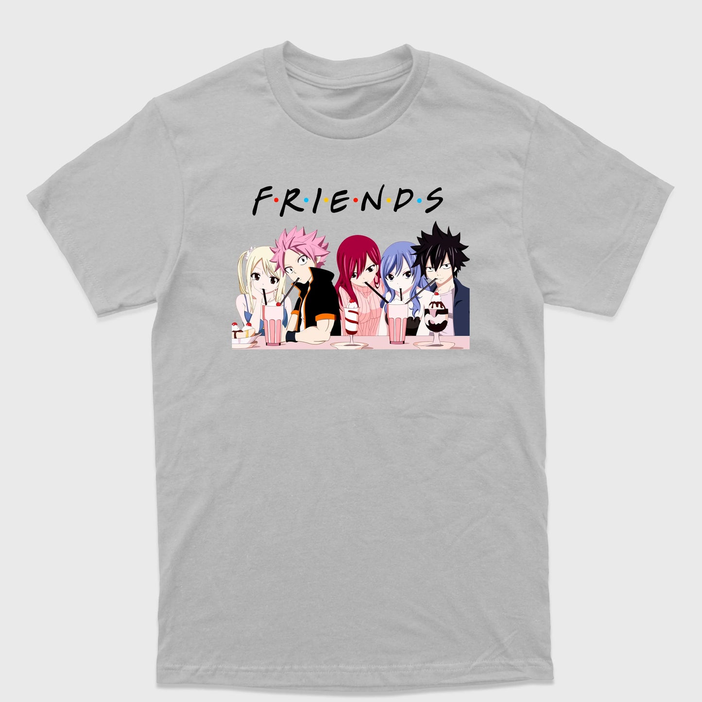 Camiseta Básica Anime Fairy Tail Friends Cinza