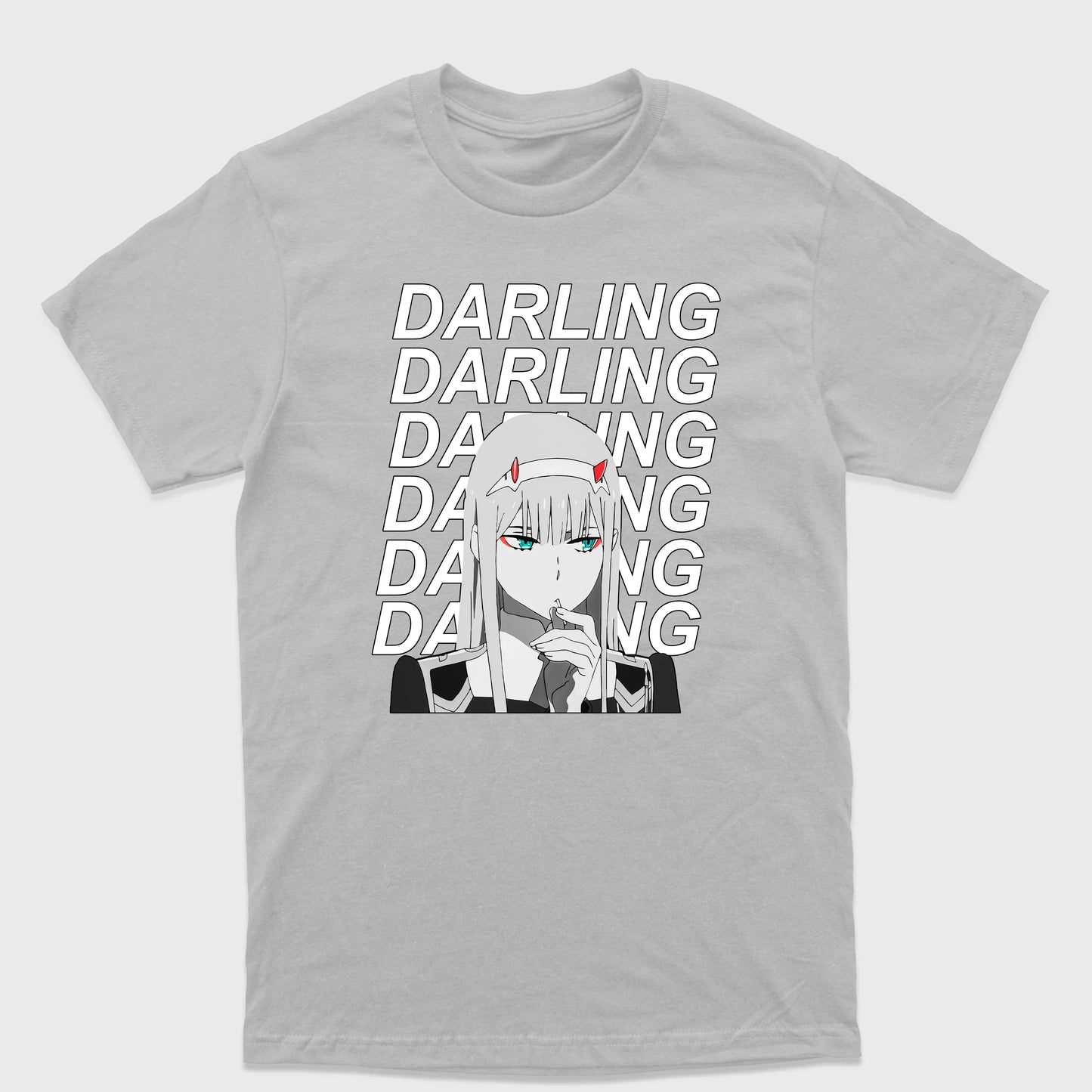 Camiseta Básica Darling in the Franxx 02 Cinza