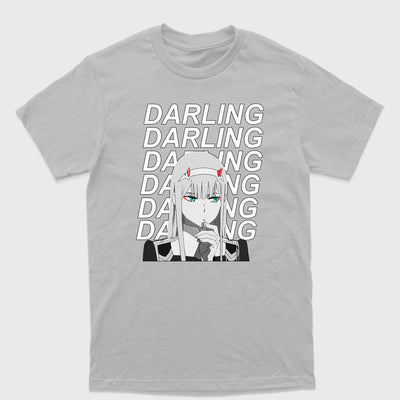 Camiseta Básica Darling in the Franxx 02 Cinza