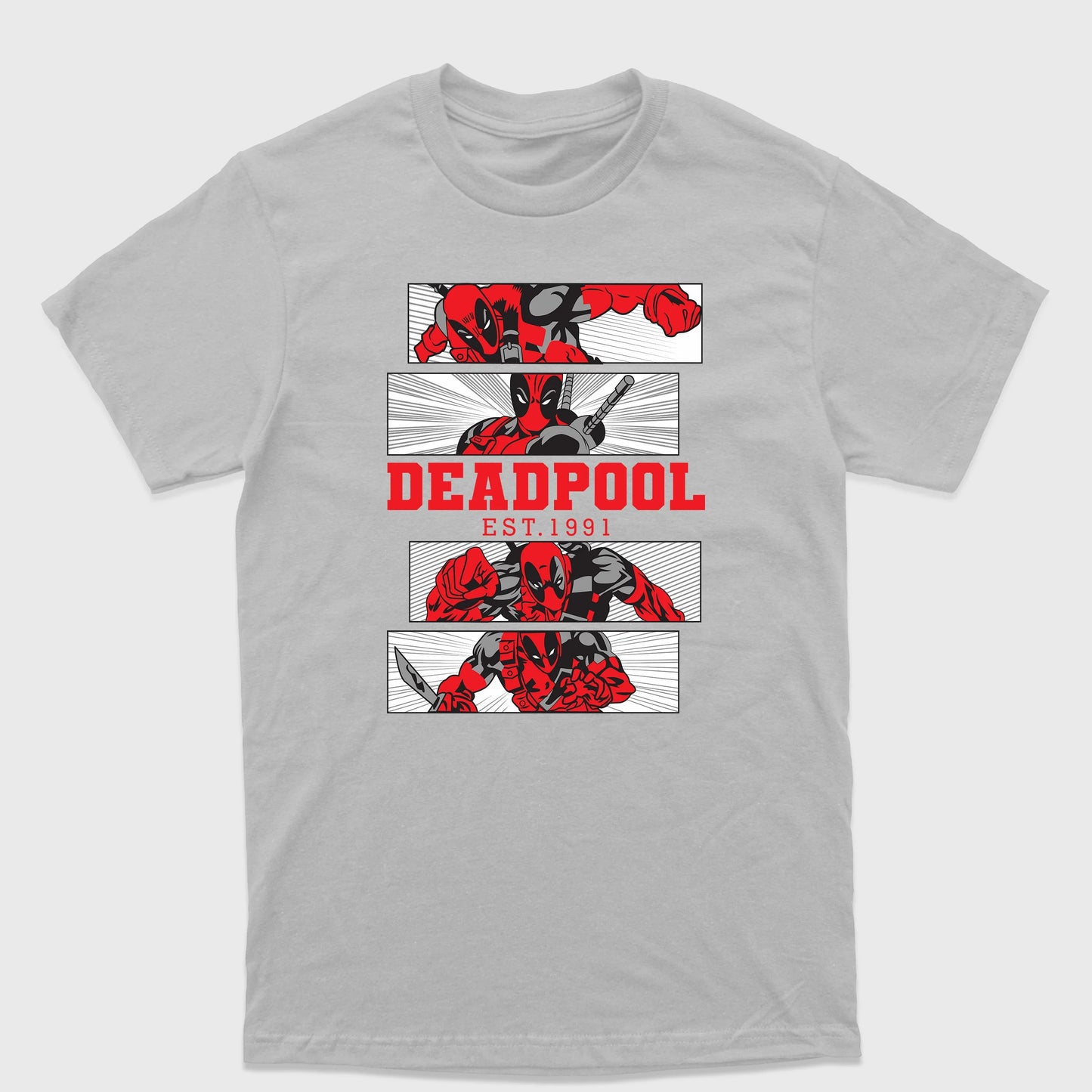 Camiseta Básica Deadpool Est. 1991 Cinza