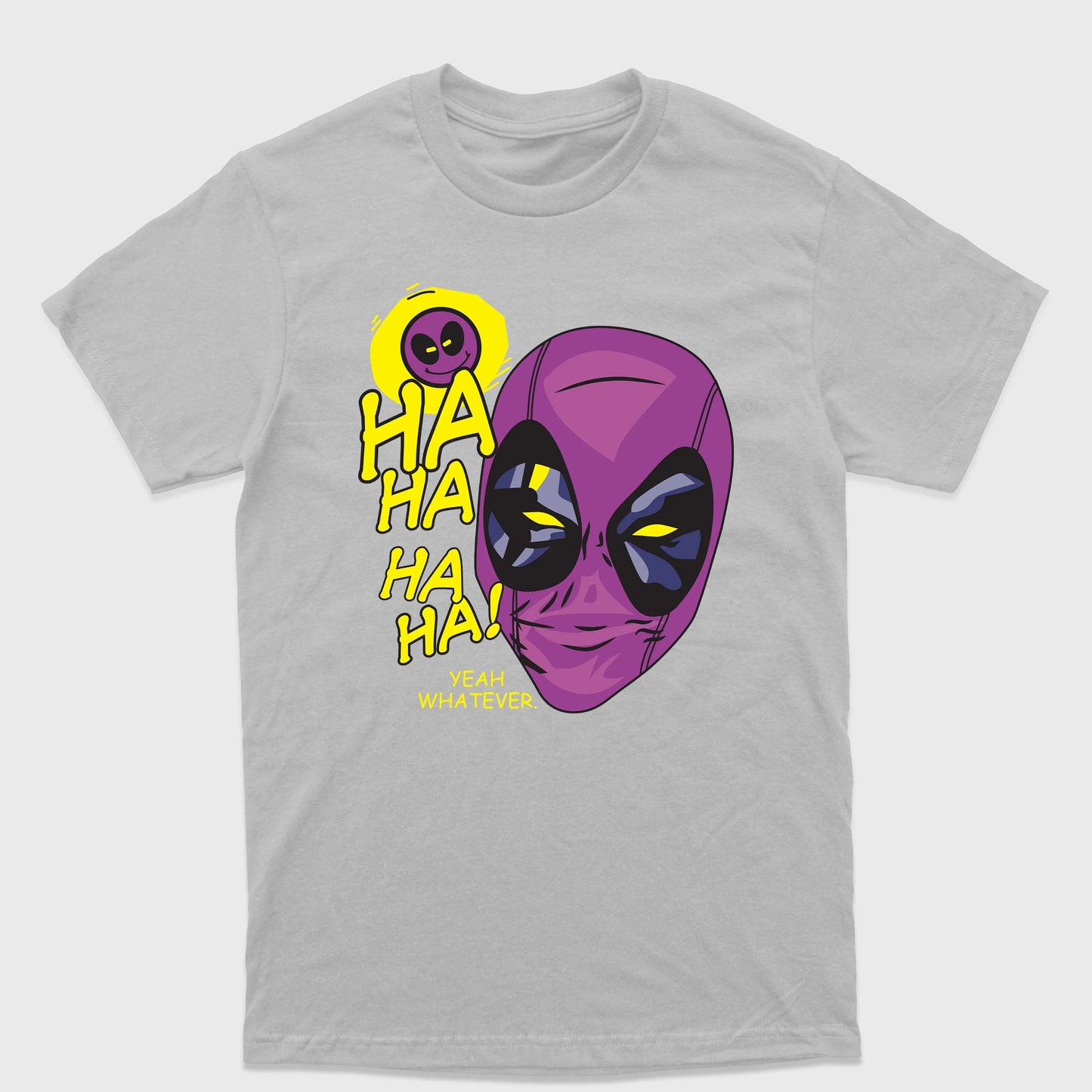 Camiseta Básica Deadpool Ha Ha Ha Cinza