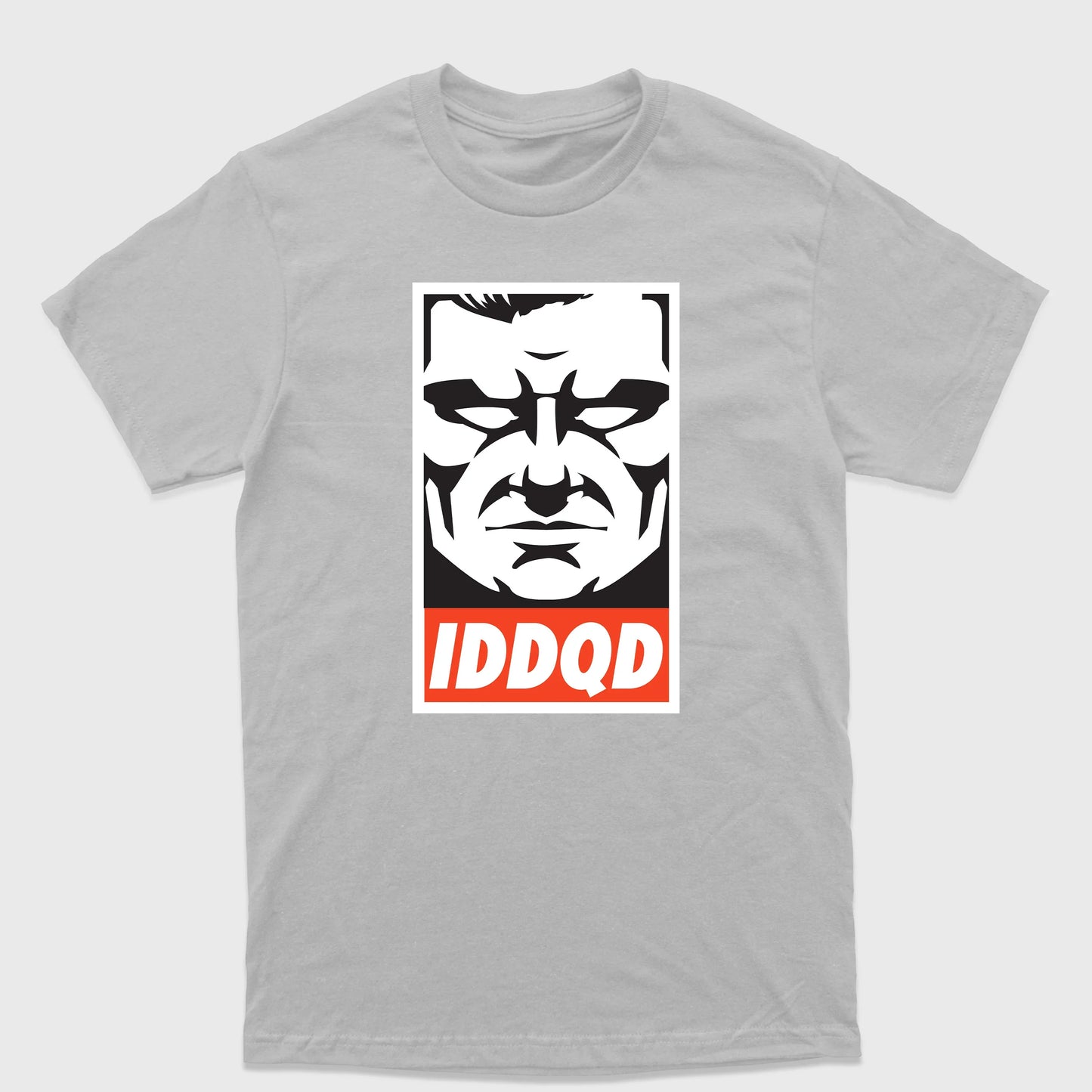Camiseta Básica Doom Iddqd Face-CINZA
