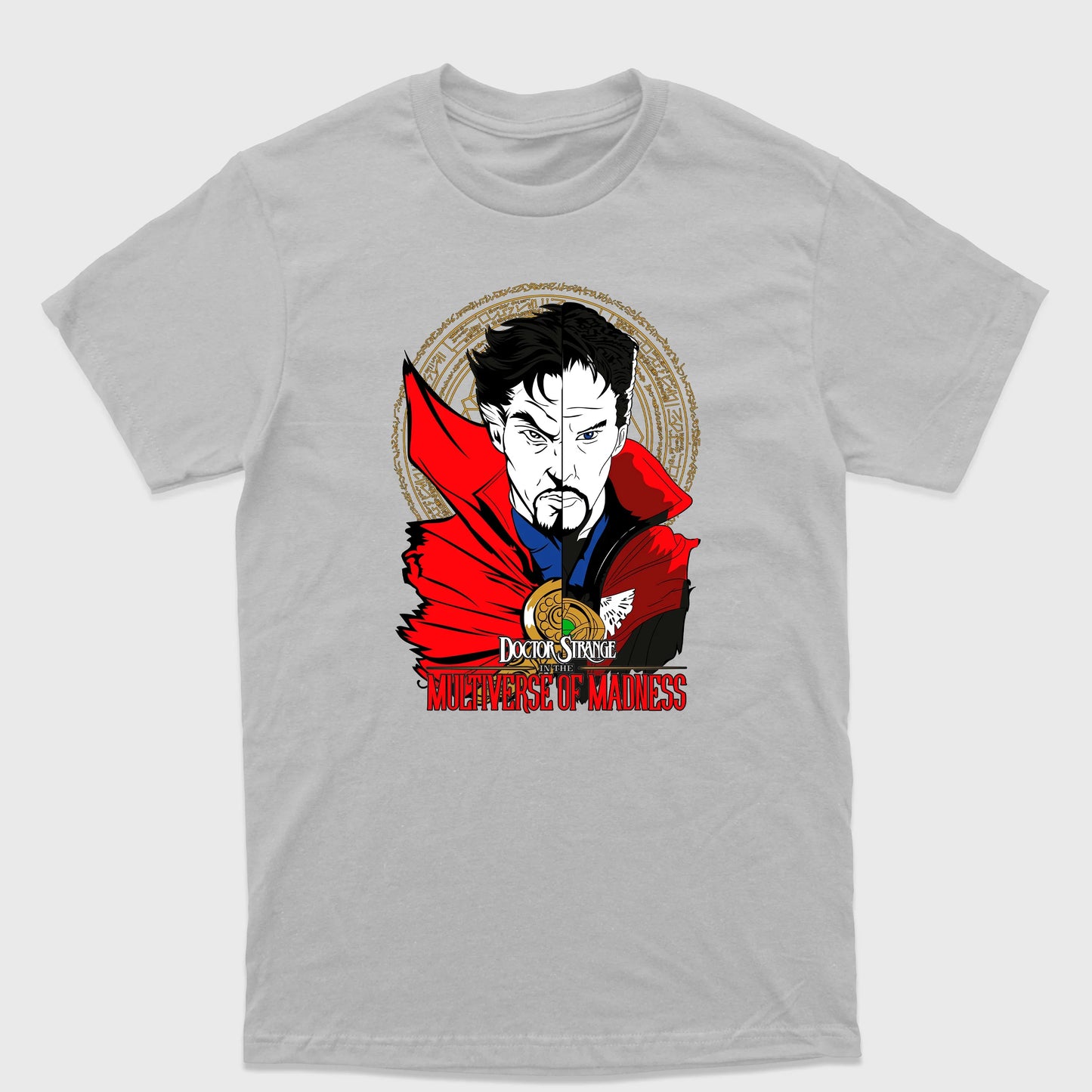 Camiseta Básica Dr. Estranho Face Dividida Cinza
