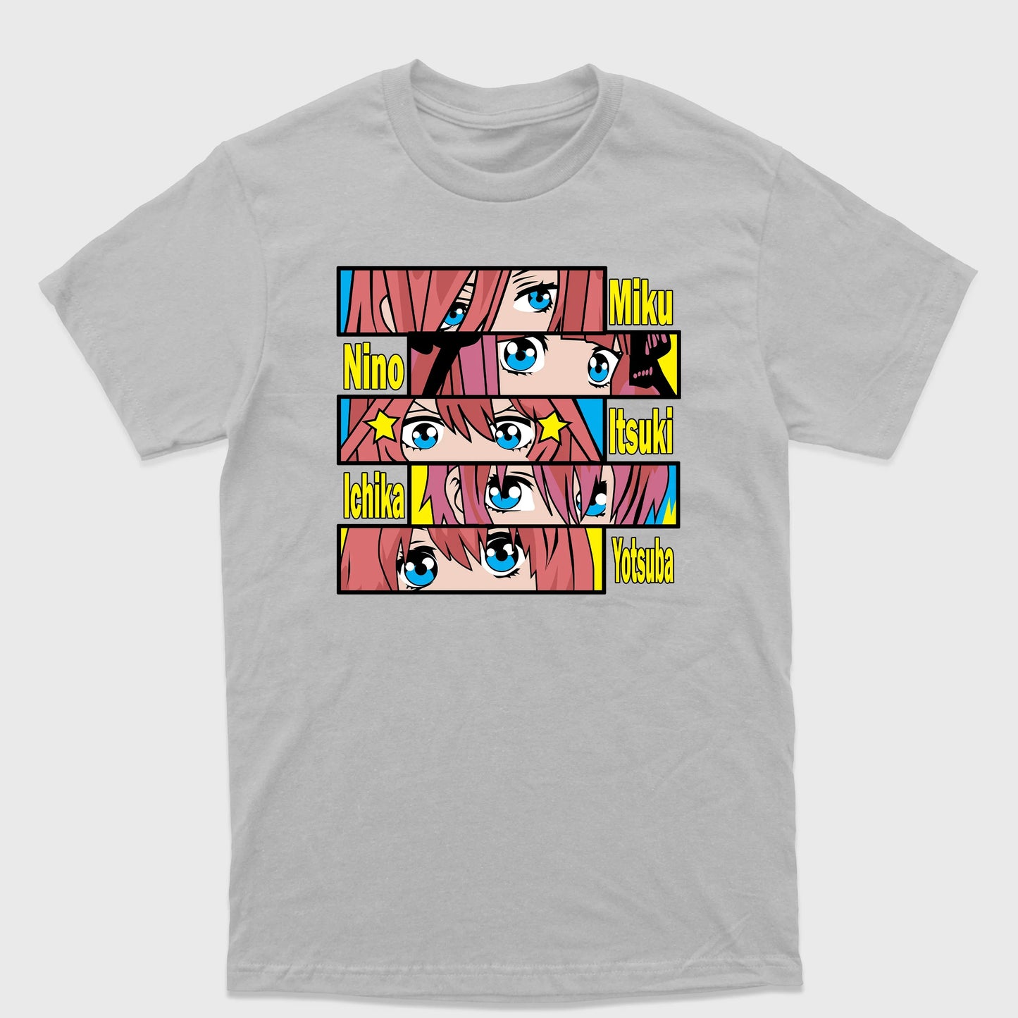Camiseta Básica Eyes Five Sisters The Quintessential Quintuplets  (Cinza)