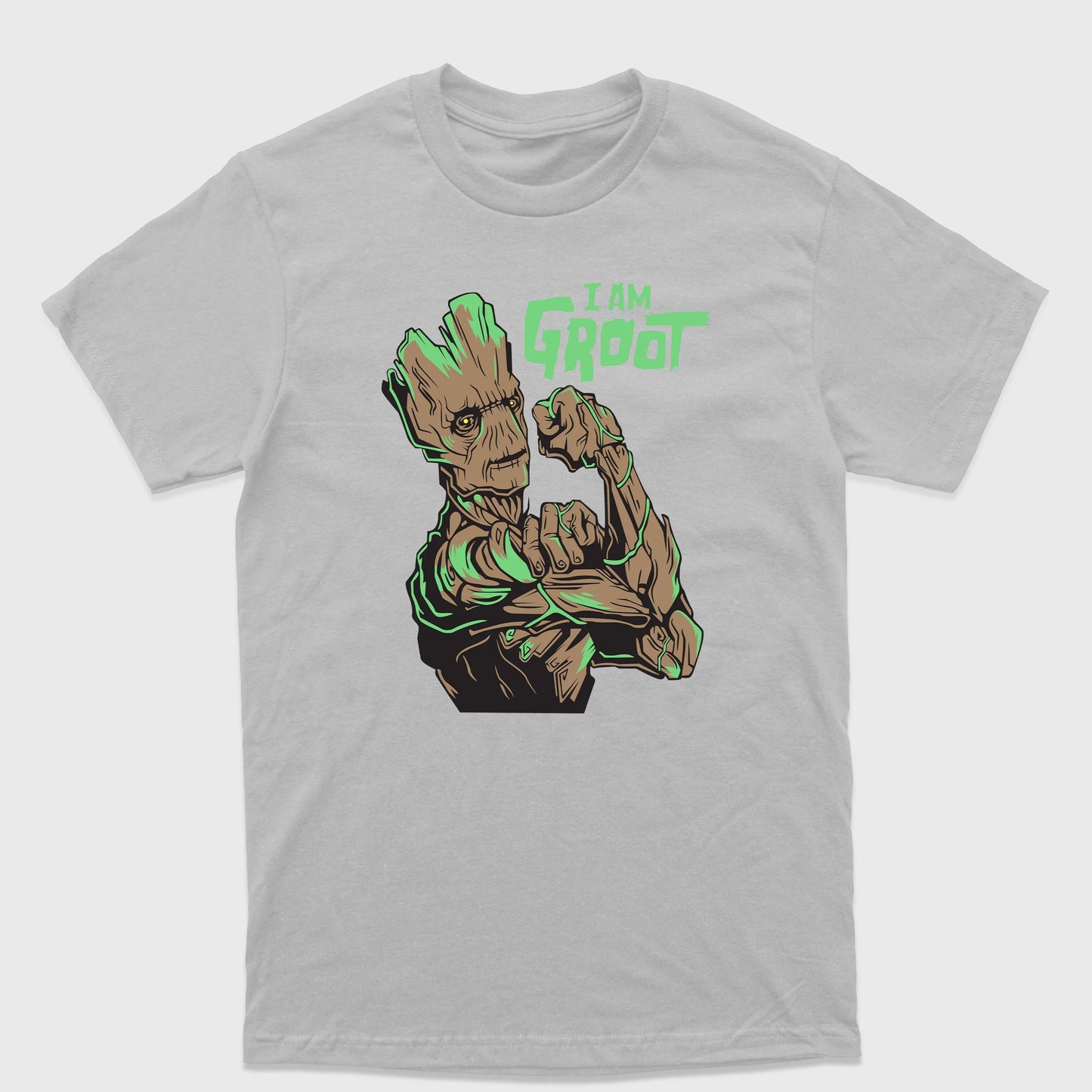 Camiseta Básica I'm Groot Guardiões da Galáxia Cinza