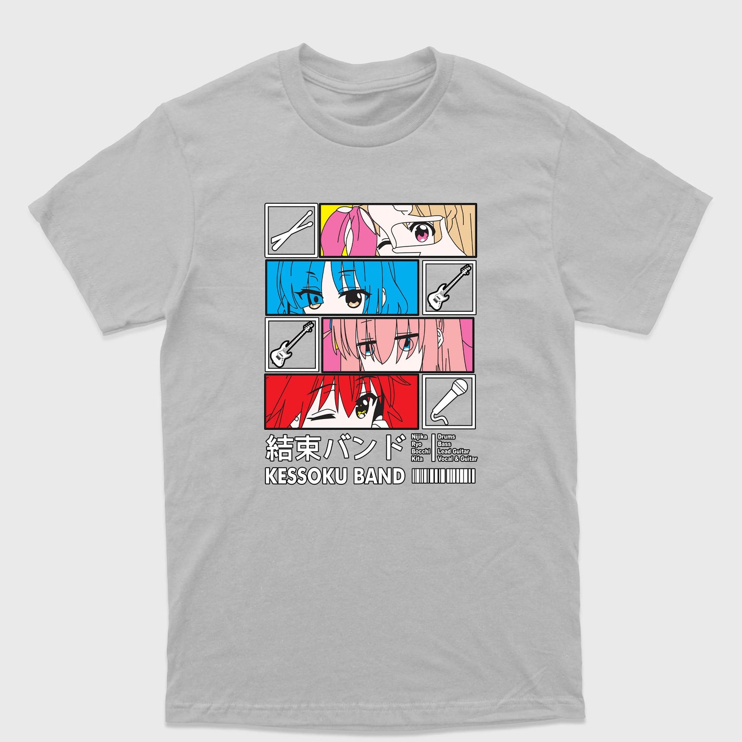 Camiseta Básica Kessoku Band Instruments Bocchi the Rock