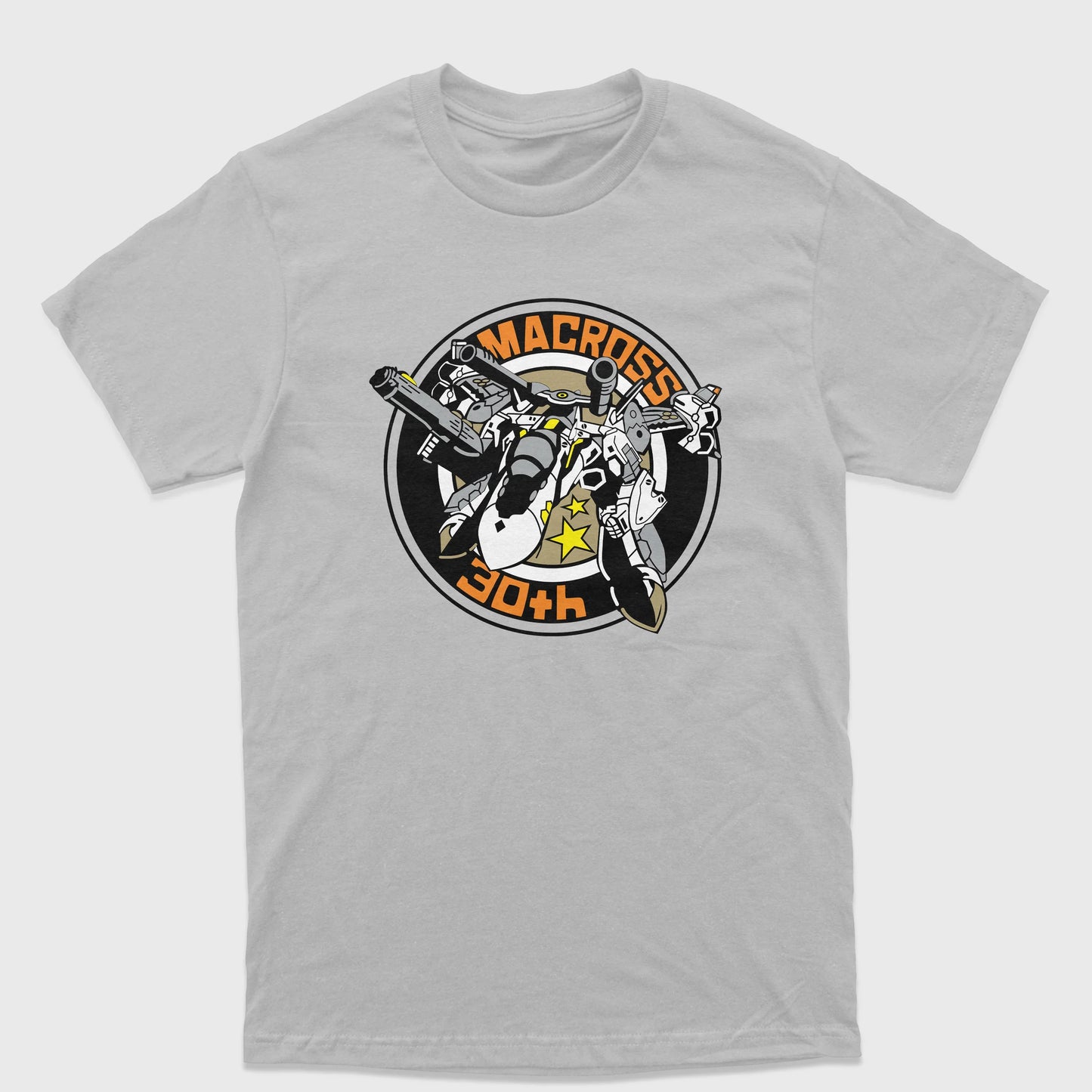 Camiseta Básica Macross 30th Robotech Cinza