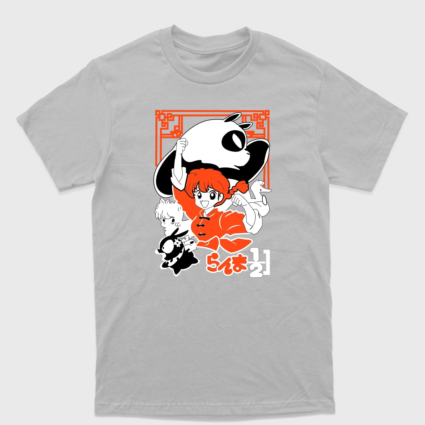 Camiseta Básica Personagens Transformados Ranma Cinza