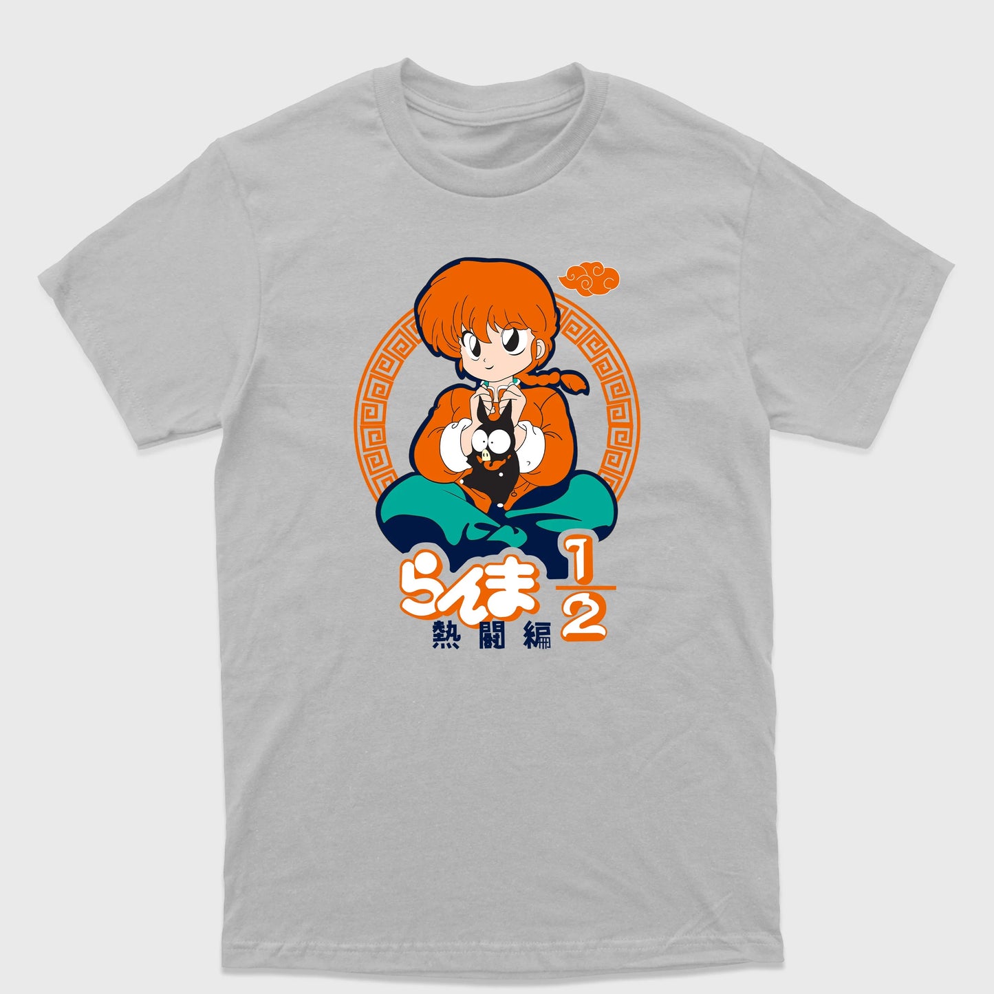 Camiseta Básica Ranma e Ryoga Porquinho - Ranma Cinza