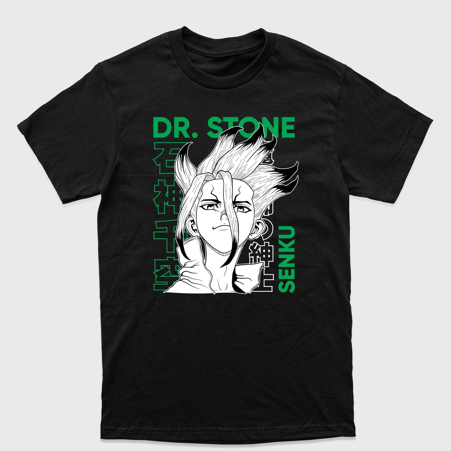 Camiseta Básica Senku Dr. Stone Preto