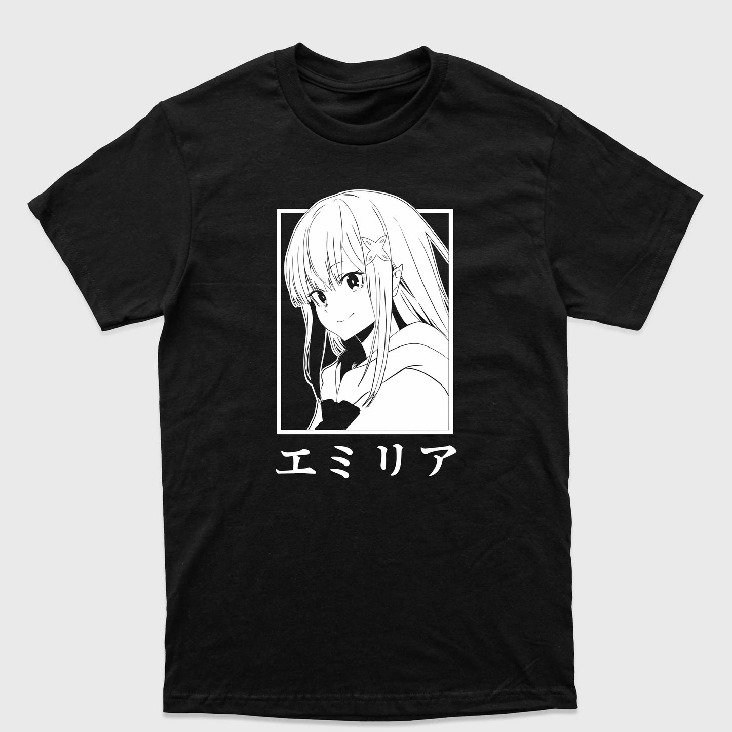 Camiseta Básica Emília ReZero Preto
