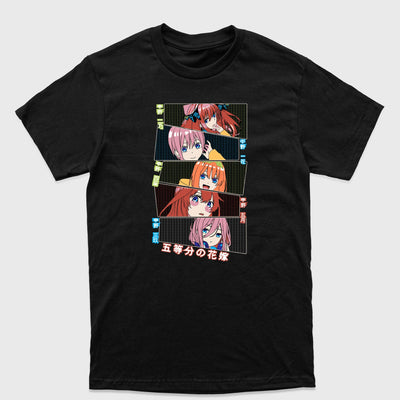 Camiseta Básica Faces Five Sisters The Quintessential Quintuplets (Preta)