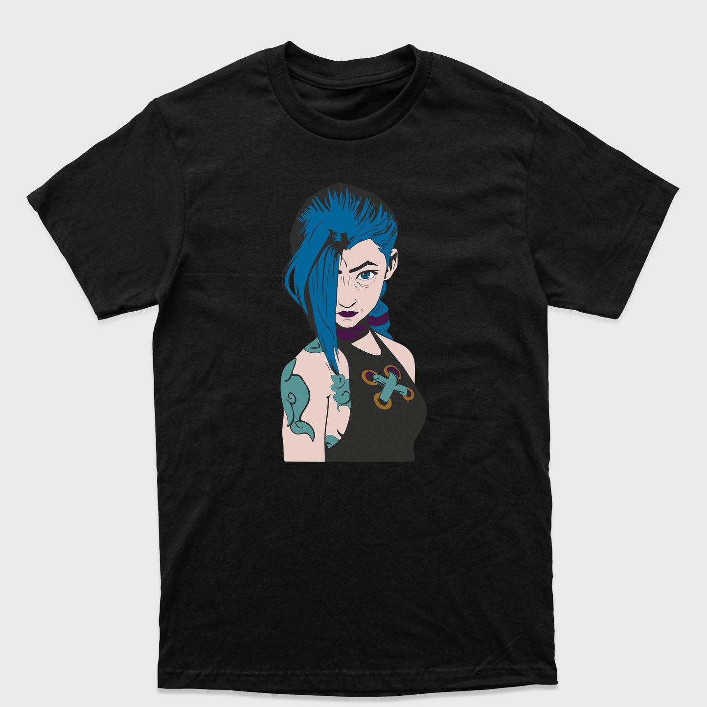 Camiseta Básica Unissex Jinx Arcane League of Legends Preto