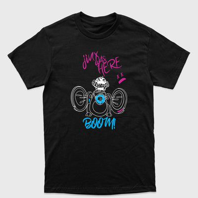 Camiseta Básica Unissex Jinx was Here Boom LoL Preto