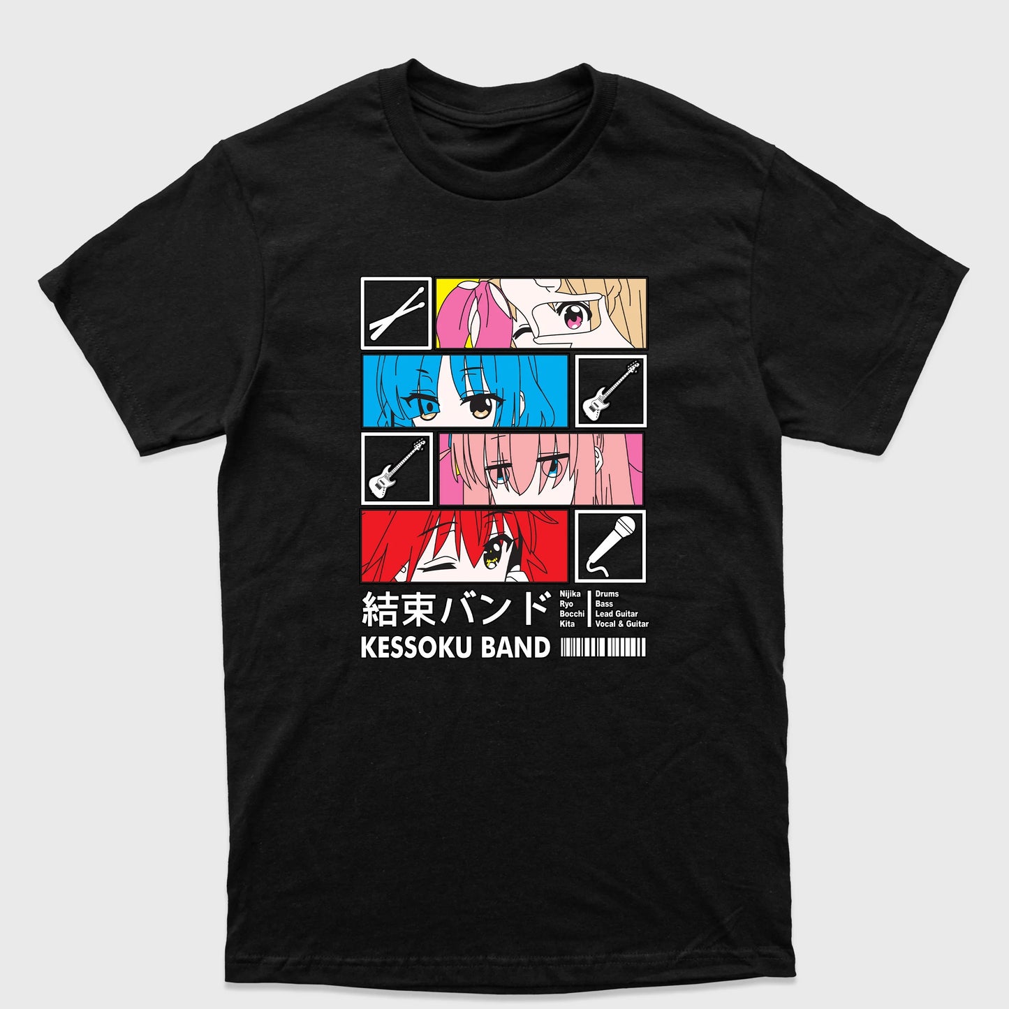 Camiseta Básica Kessoku Band Instruments Bocchi the Rock