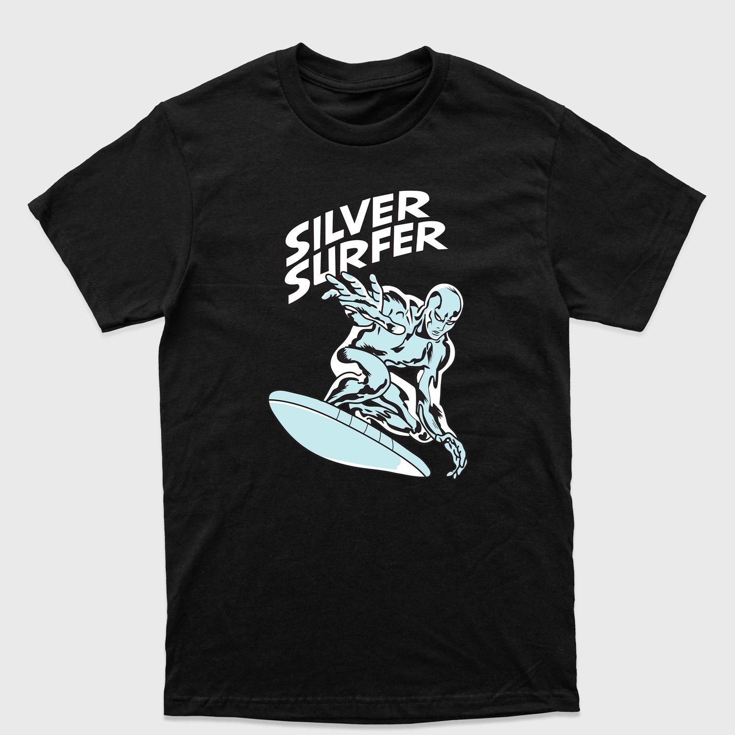 Camiseta Básica Surfista Prateado Quarteto Fantástico Preto