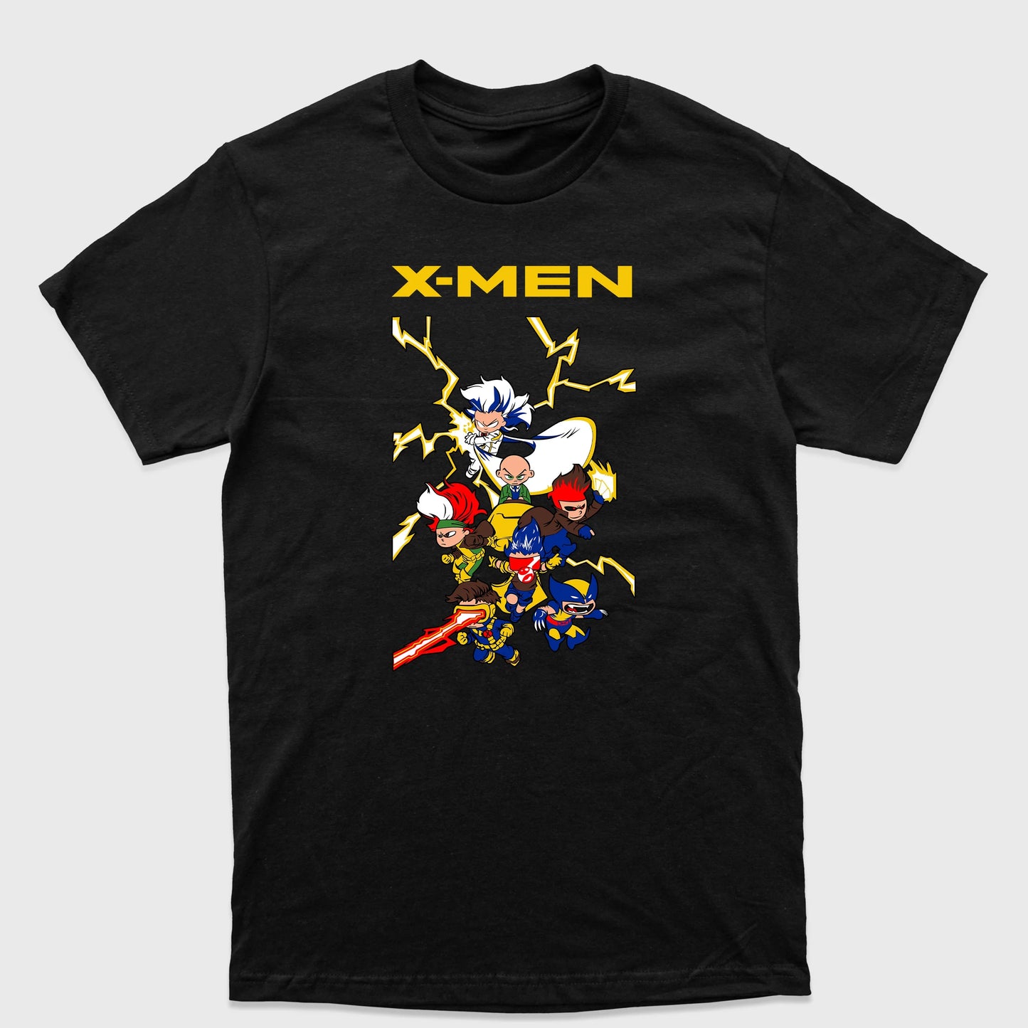 Camiseta Básica X-men Chibi Personagens Preto
