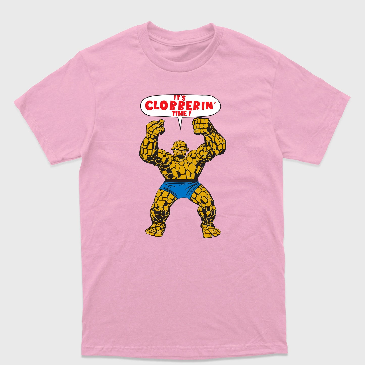 Camiseta Básica Coisa Quarteto Fantástico Rosa Bebê