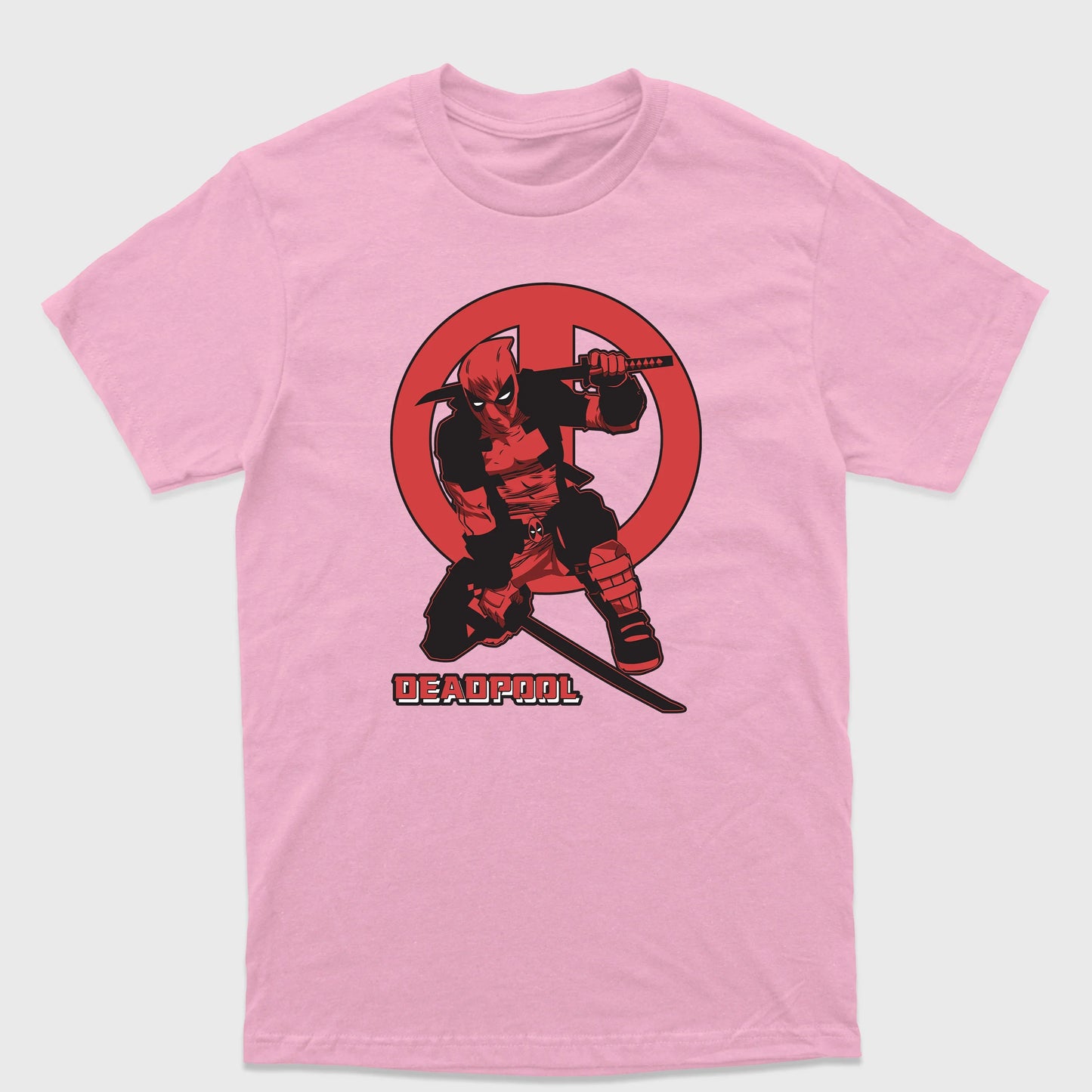 Camiseta Básica Deadpool Dual Sword Rosa bebê