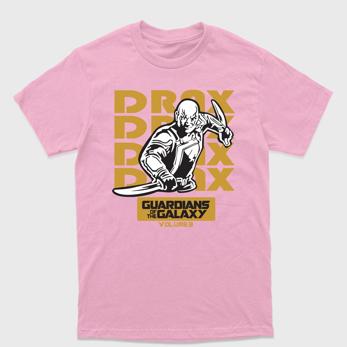 Camiseta Básica Guardiões da Galáxia Drax Rosa Bebê