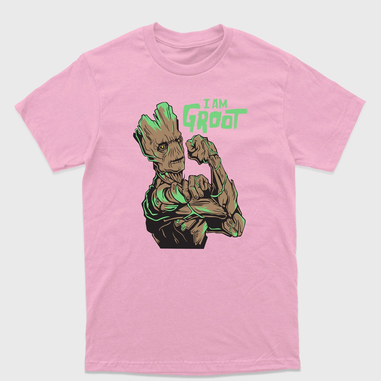 Camiseta Básica I'm Groot Guardiões da Galáxia Rosa Bebê