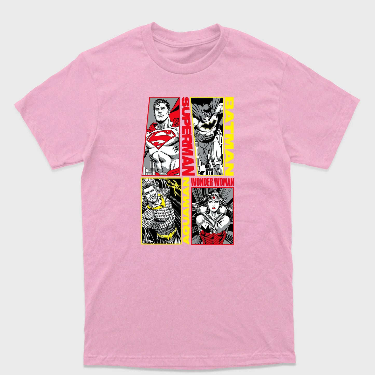 Camiseta Básica Justice League DC Comics Rosa Bebê