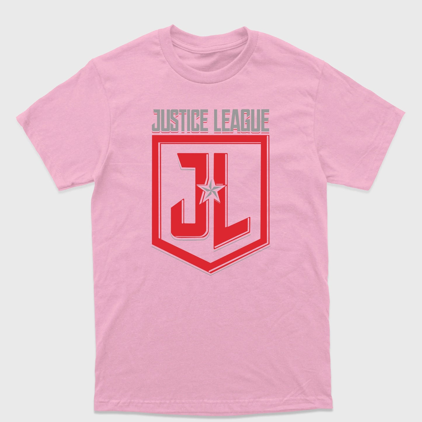 Camiseta Básica Justice League Logo Rosa bebê