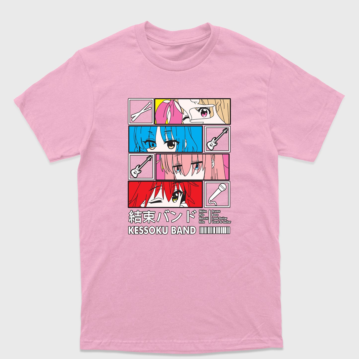 Camiseta Básica Kessoku Band Instruments Bocchi the Rock