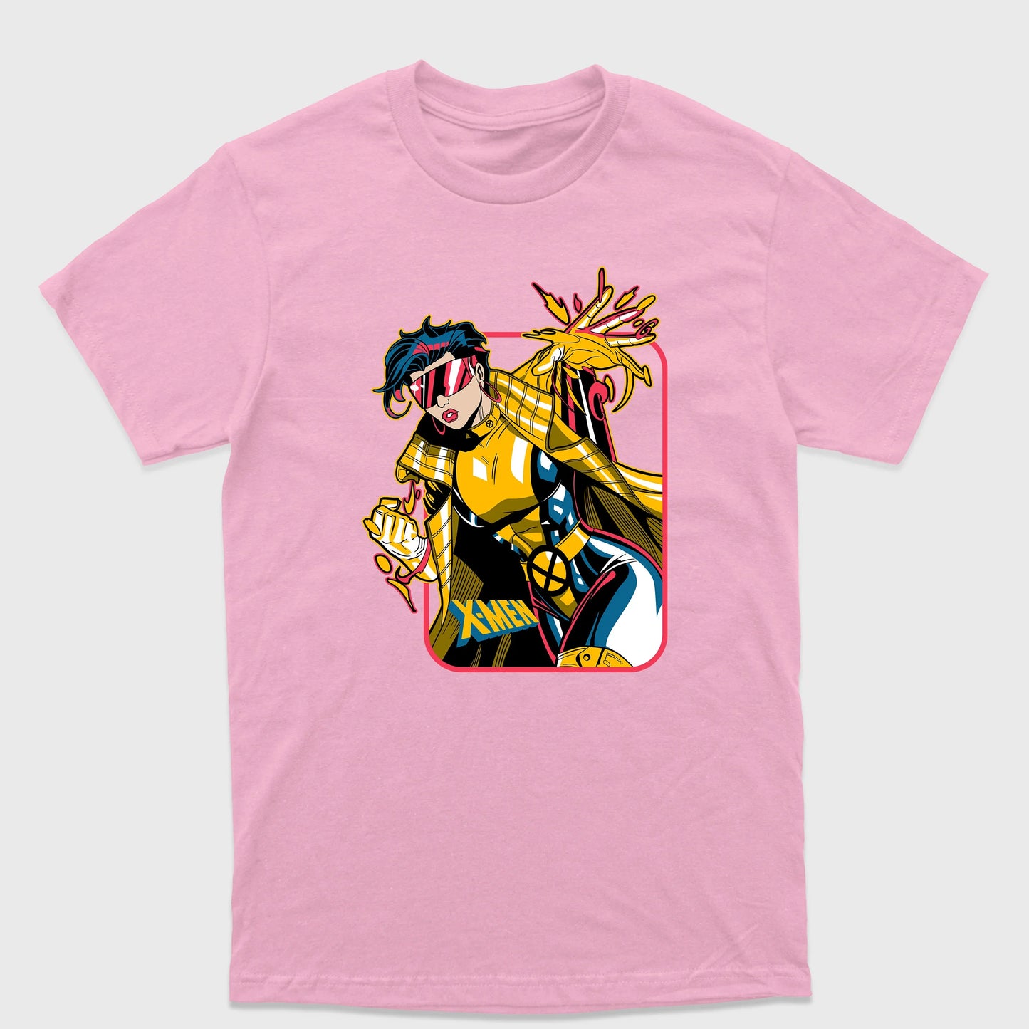 Camiseta Básica Lince Negra X-Men Rosa bebê