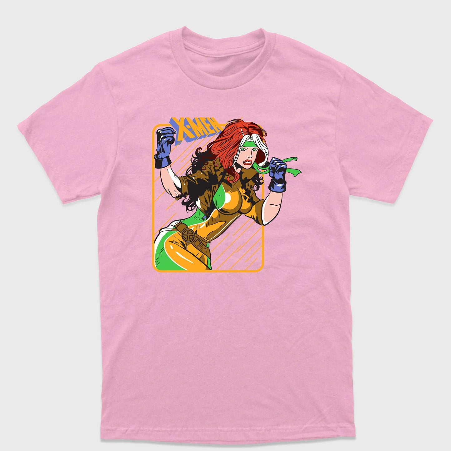 Camiseta Básica Vampira X-Men Rosa Bebê