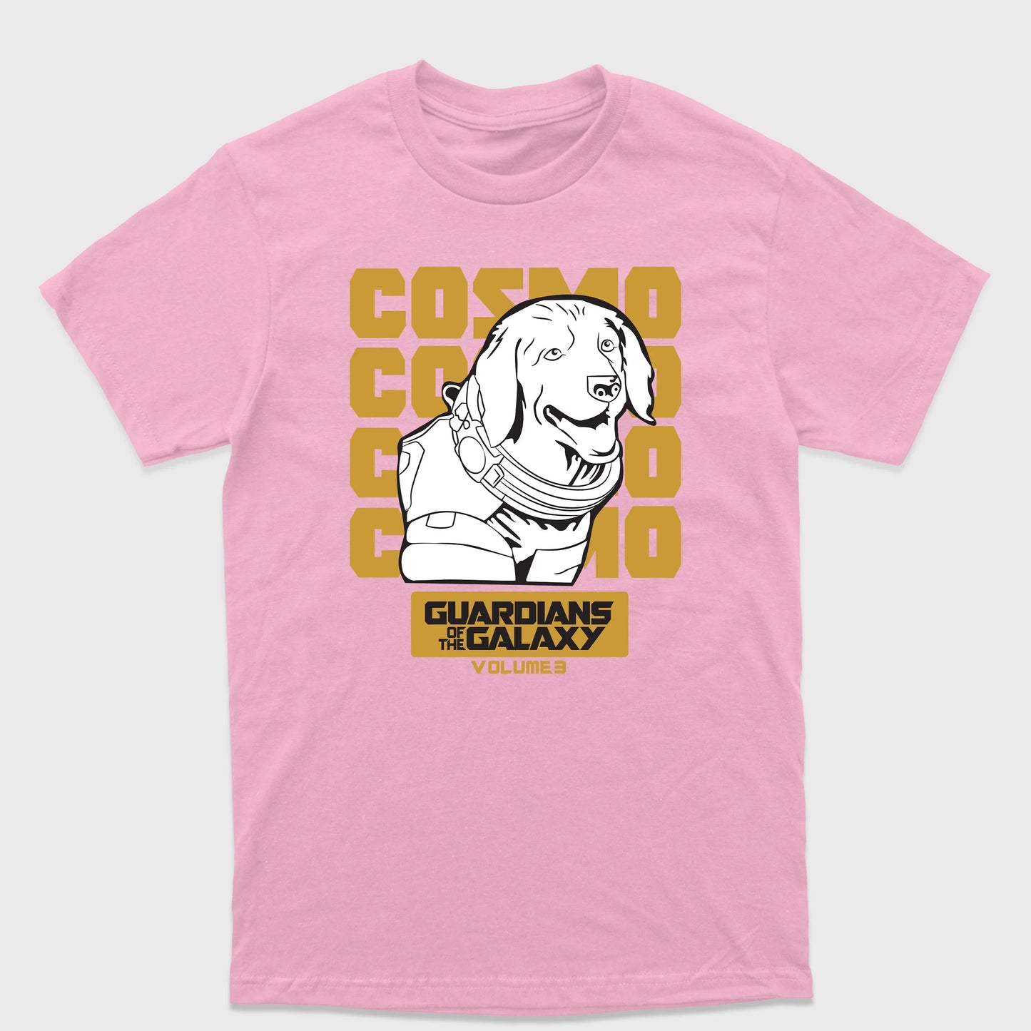 Camiseta Básica Cosmo Guardiões da Galáxia Rosa Bebê