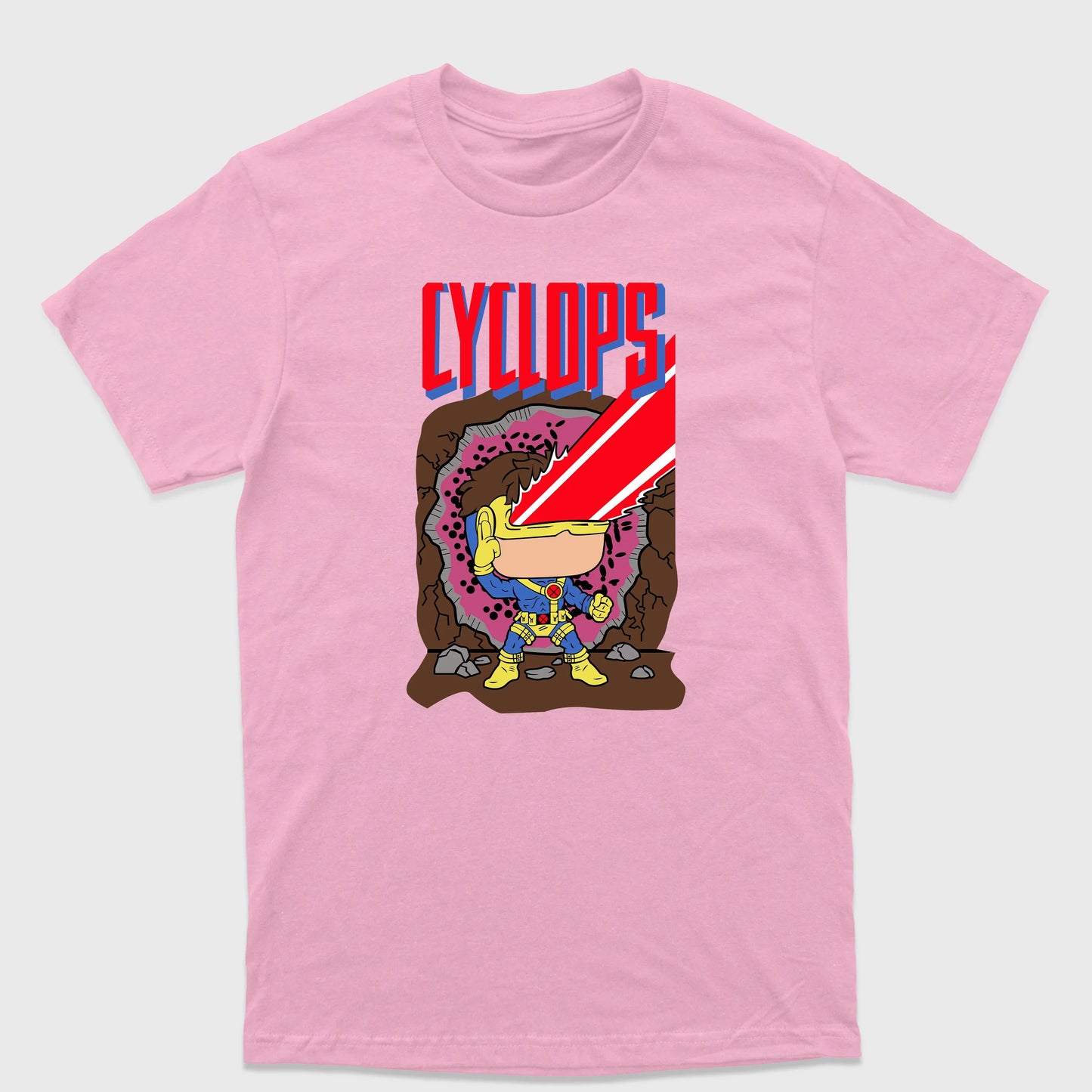 Camiseta Básica Cyclops Chibi X-Men Rosa Bebê
