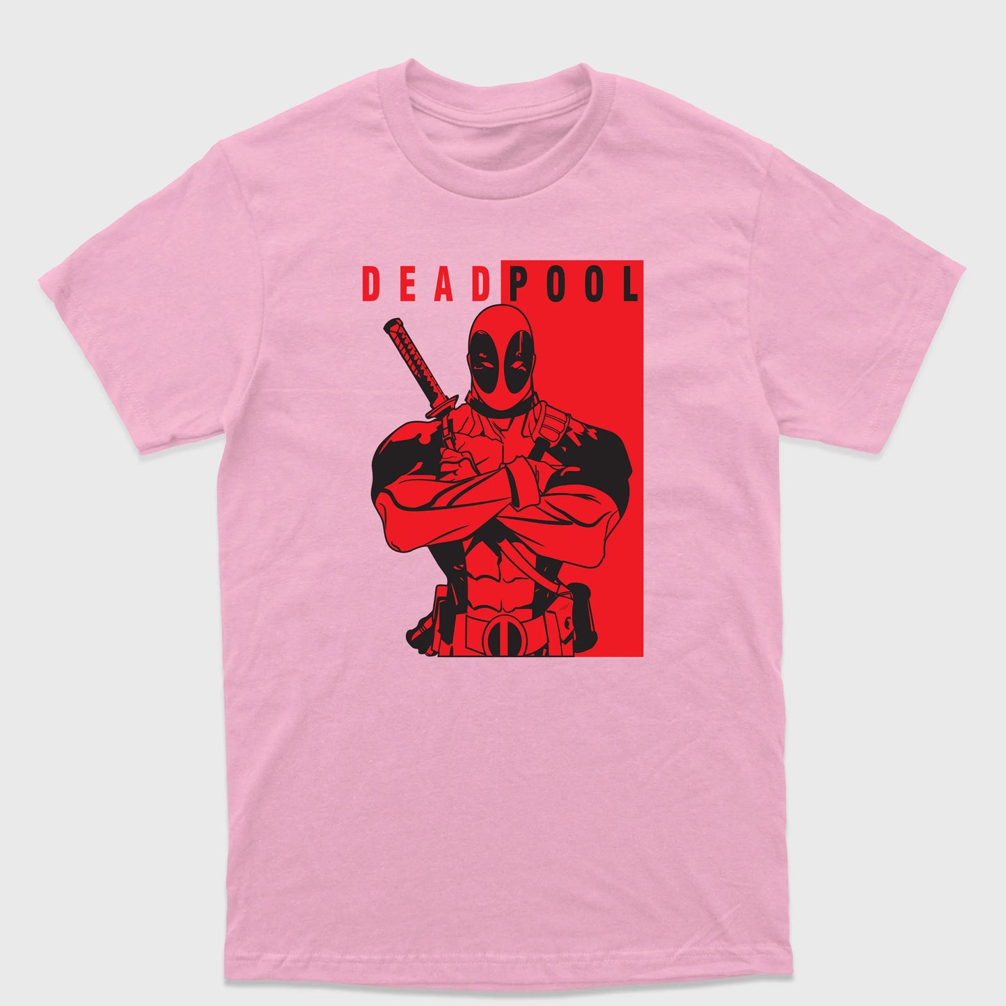 Camiseta Básica Deadpool Dual Sword Rosa bebê