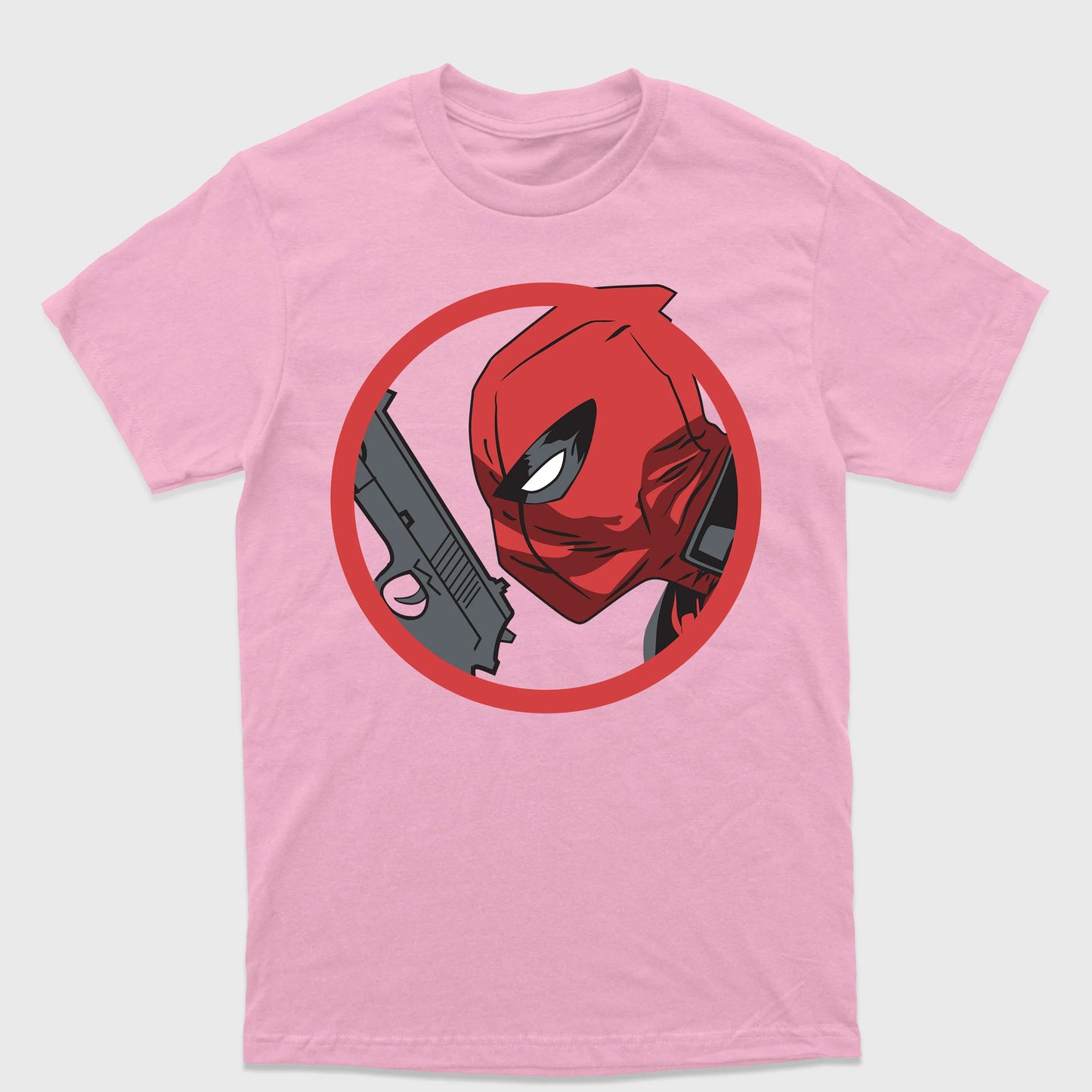 Camiseta Básica Deadpool With Gun Rosa Bebê