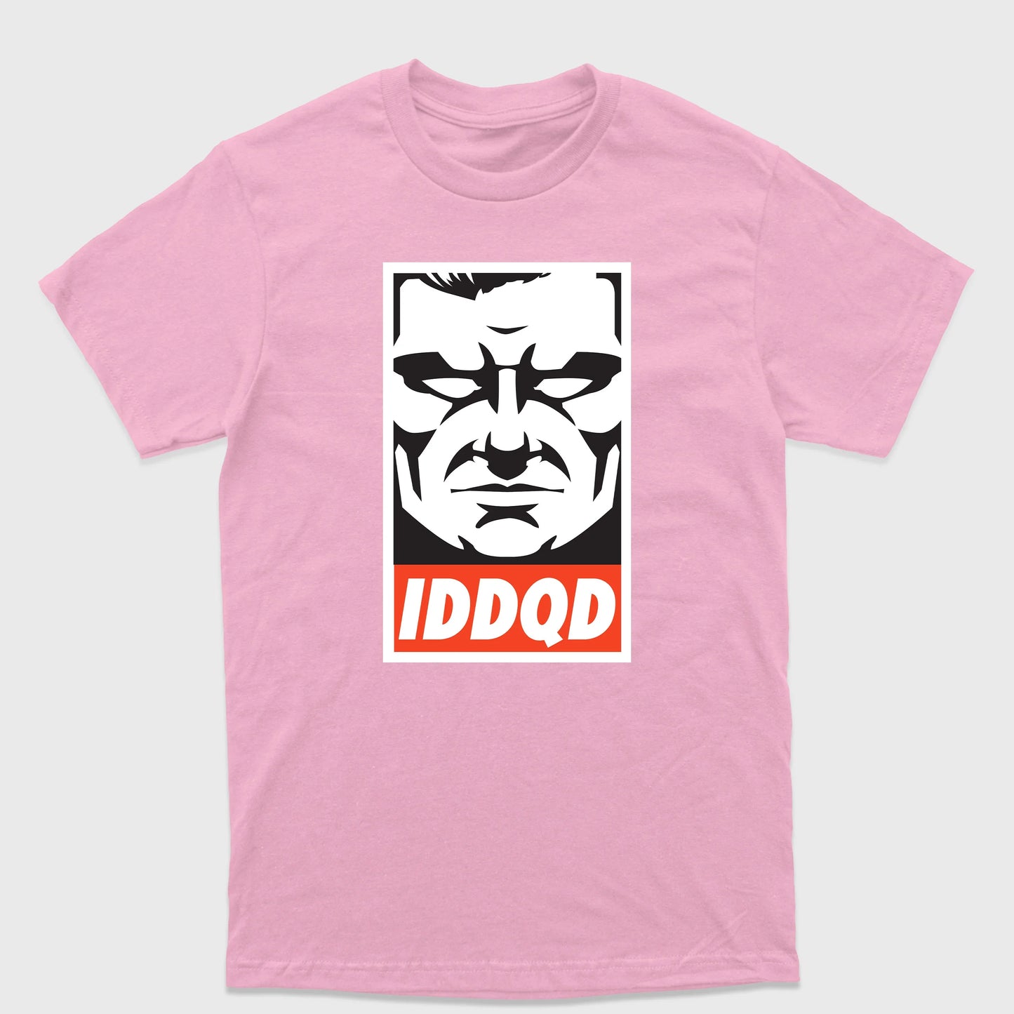Camiseta Básica Doom Iddqd Face-ROSA BEBE
