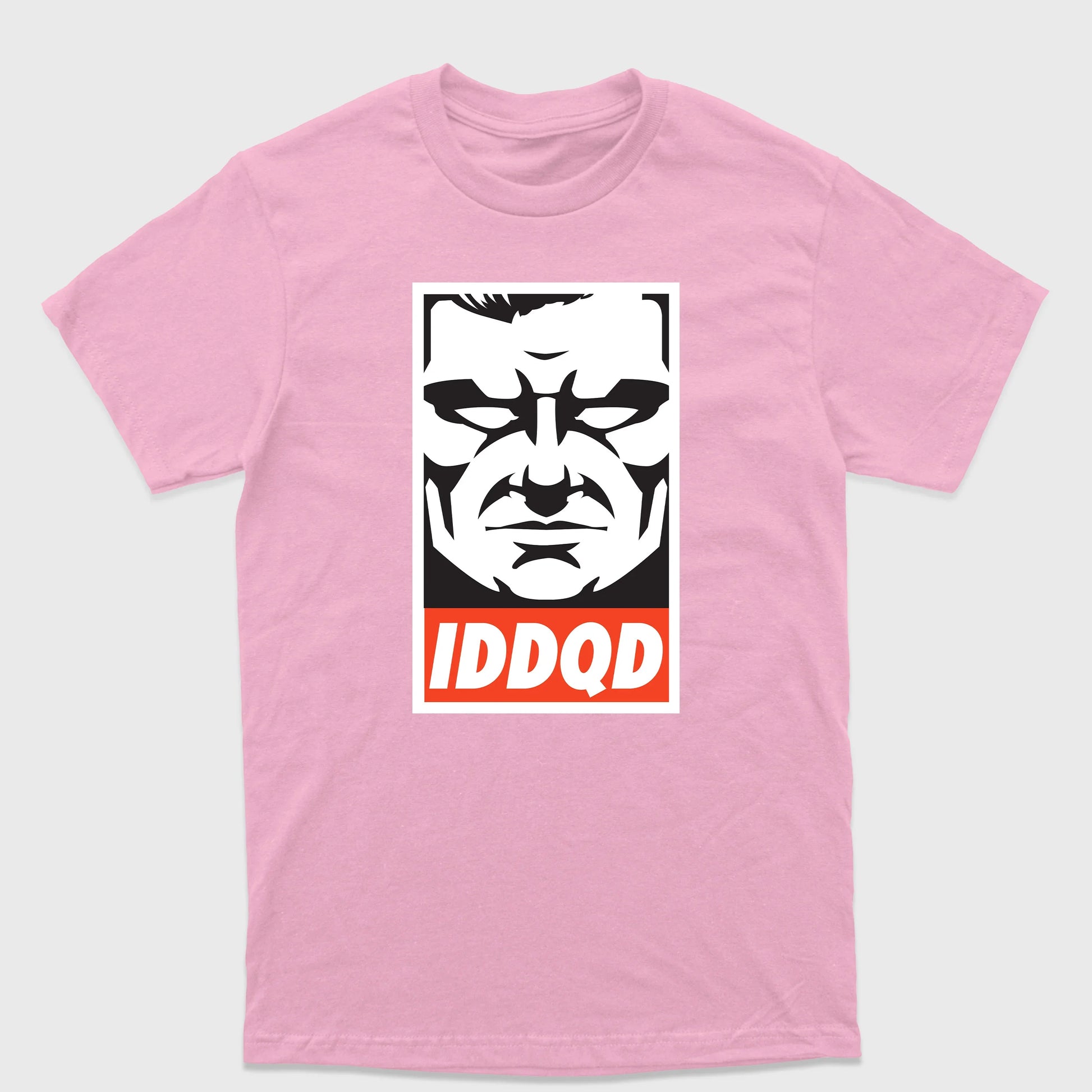 Camiseta Básica Doom Iddqd Face-ROSA BEBE