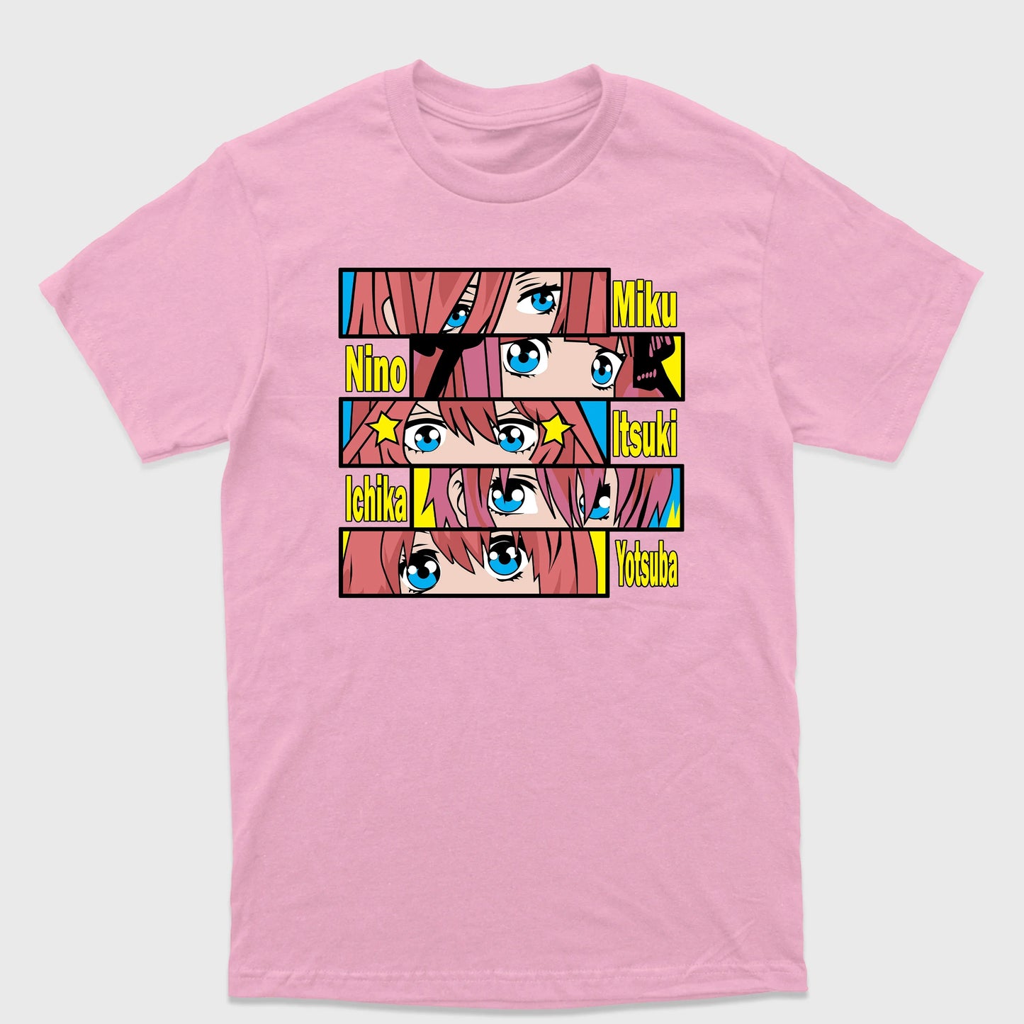 Camiseta Básica Eyes Five Sisters The Quintessential Quintuplets (Rosa Bebe)