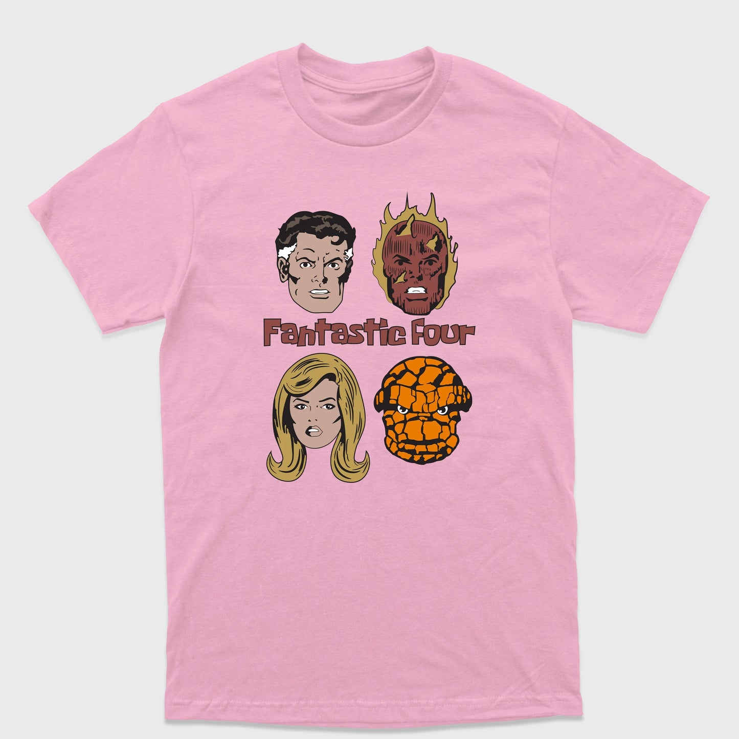 Camiseta Básica Fantastic Four Rosa Bebê
