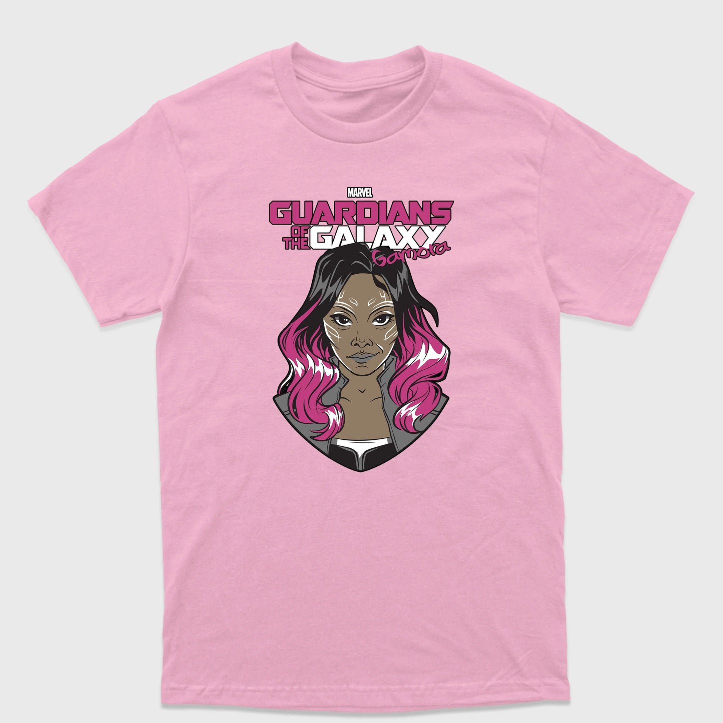 Camiseta Básica Gamora Guardiões da Galáxia Rosa Bebê