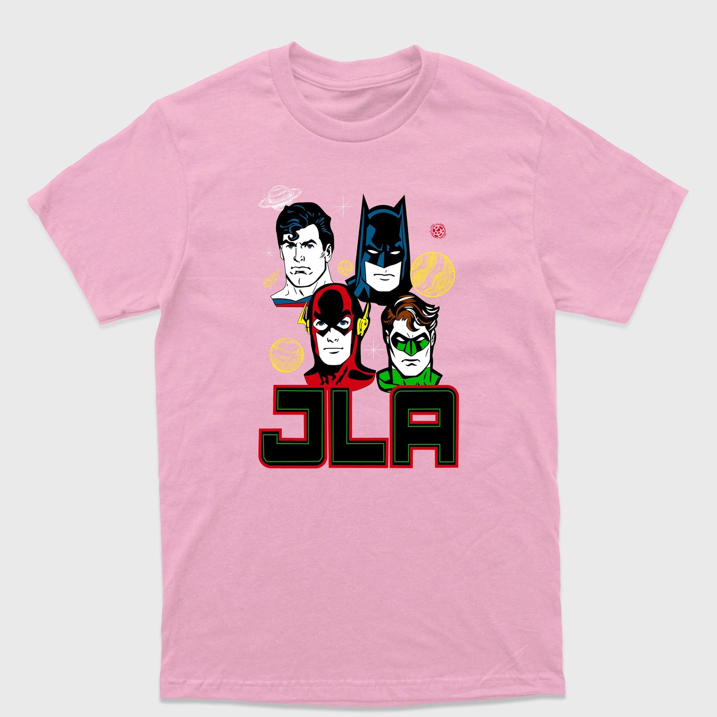 Camiseta Básica Justice League JLA Rosa Bebê