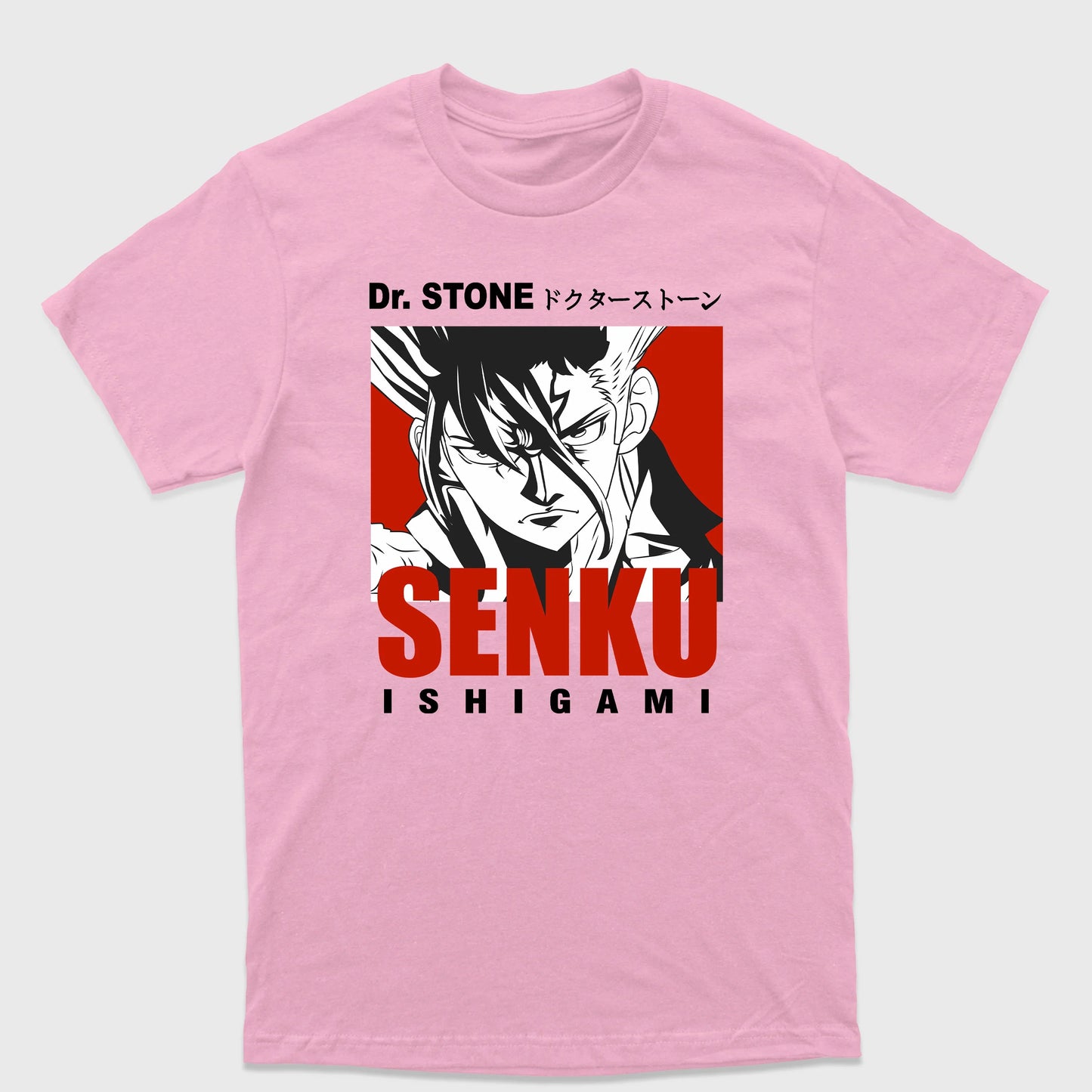 Camiseta Básica Senku Ishigami Dr. Stone Rosa Bebê