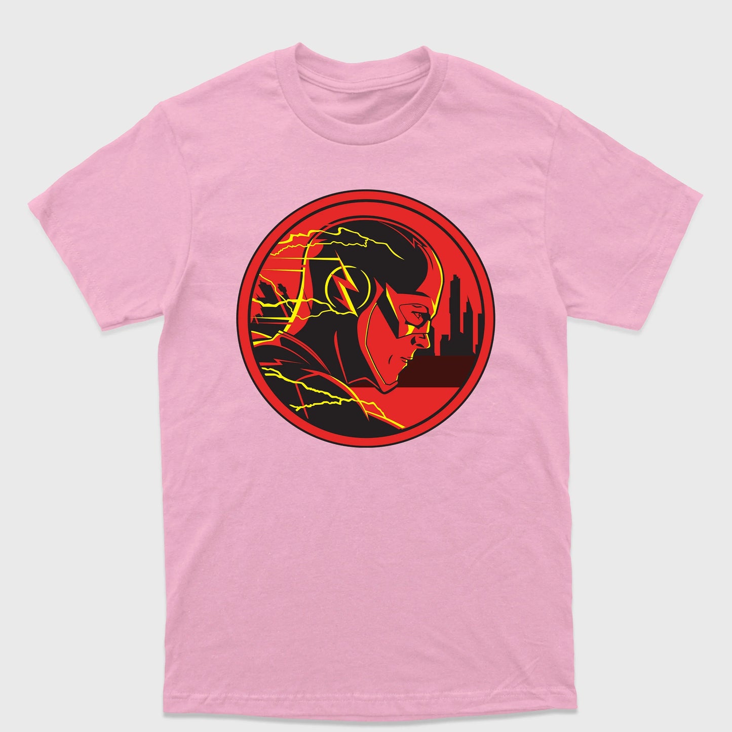 Camiseta Básica The Flash Head Rosa bebê