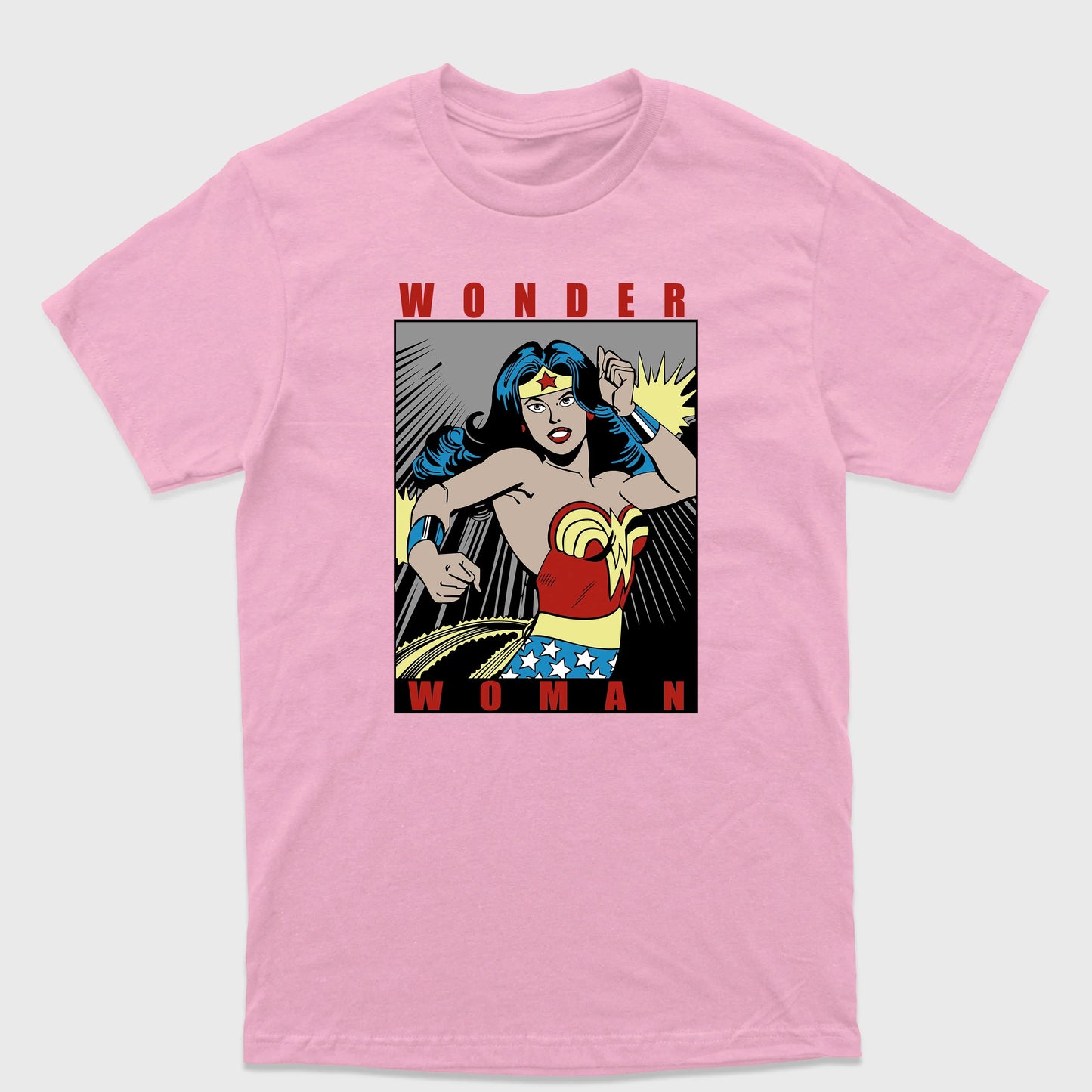 Camiseta Básica Wonder Woman DC Comics Rosa Bebê